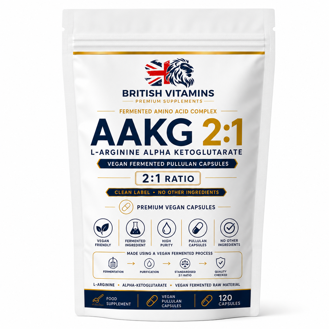 AAKG 2:1 Vegan Fermented Pullulan Capsules – 120 Capsules
