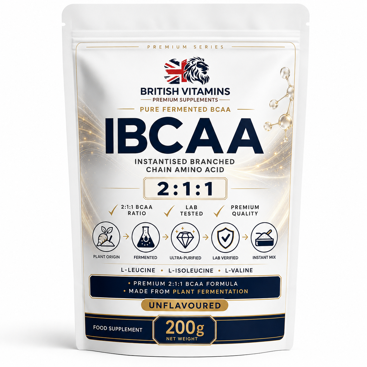 BCAA 2:1:1 Clean Pure no sweeteners Powder 200g Vegan Fermented
