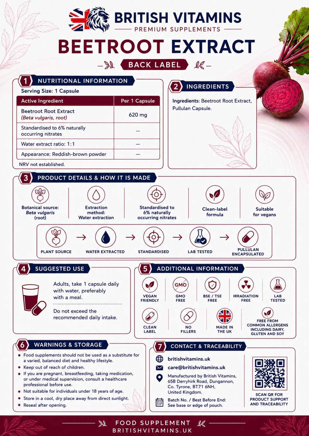 Beetroot Clean 620mg Natural Vegan Capsules
