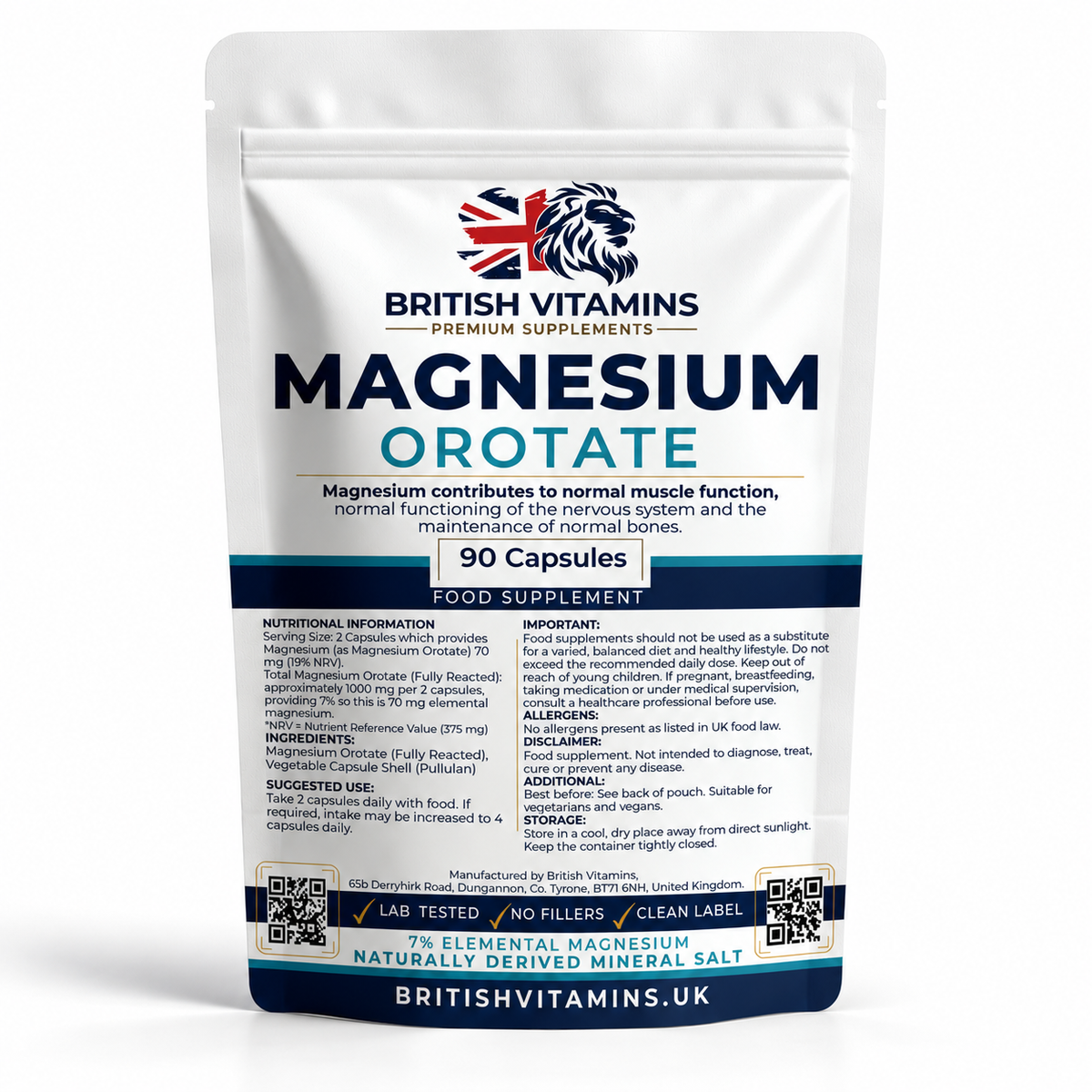 Magnesium Orotate – Fully Reacted Complex – 90 Capsules