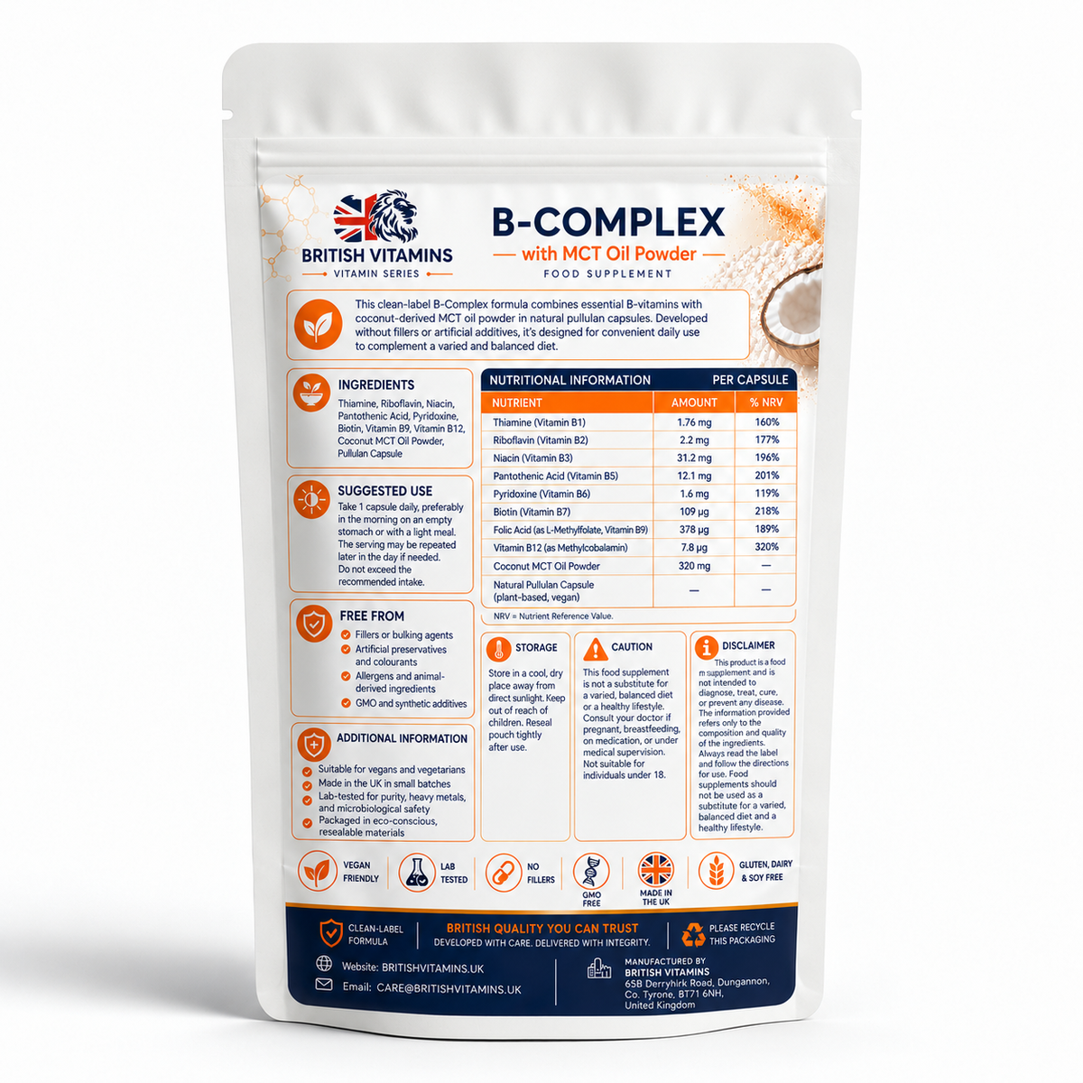 B Complex with coconut MCT Oil powder