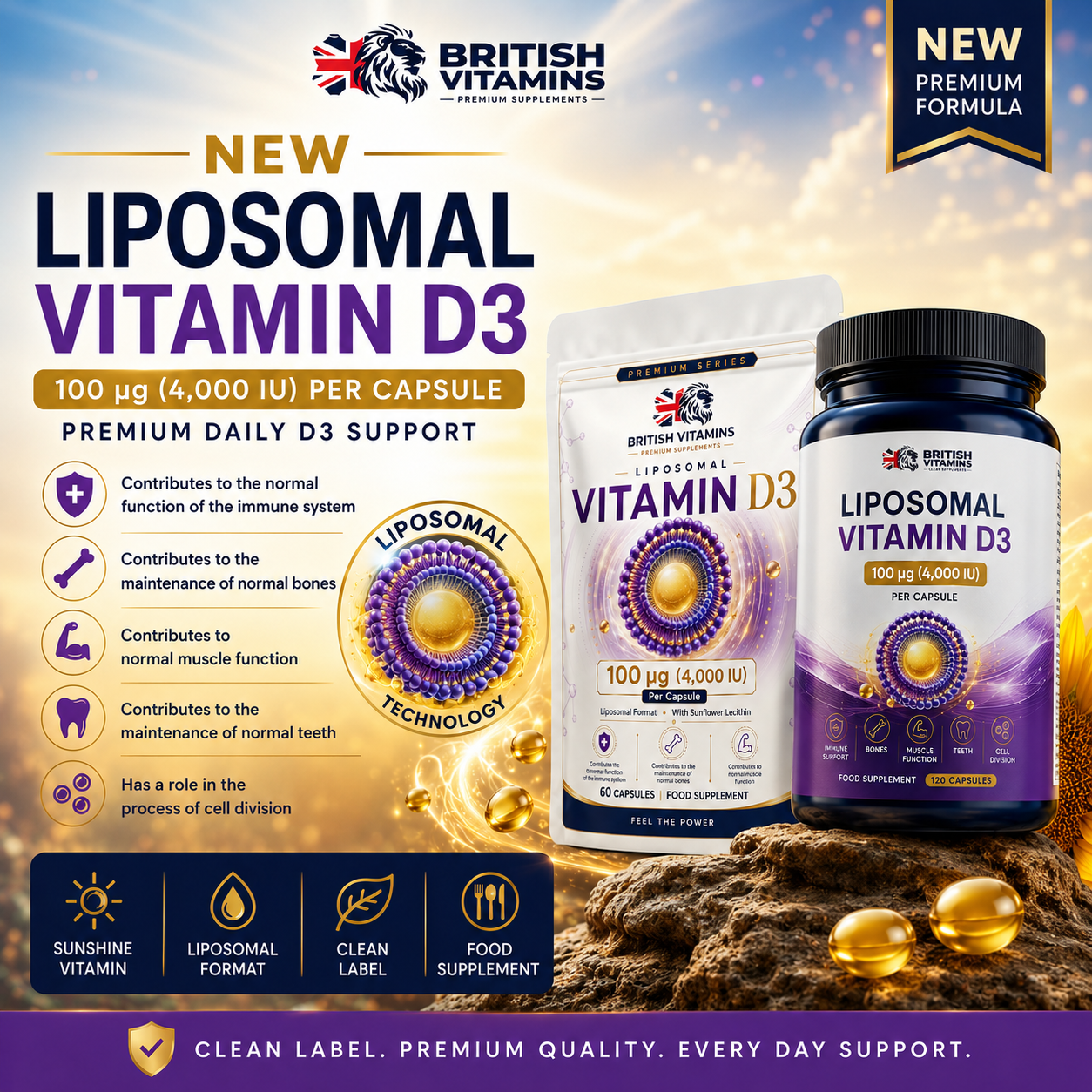 Premium Liposomal Vitamin D3 100µg (4,000 IU)