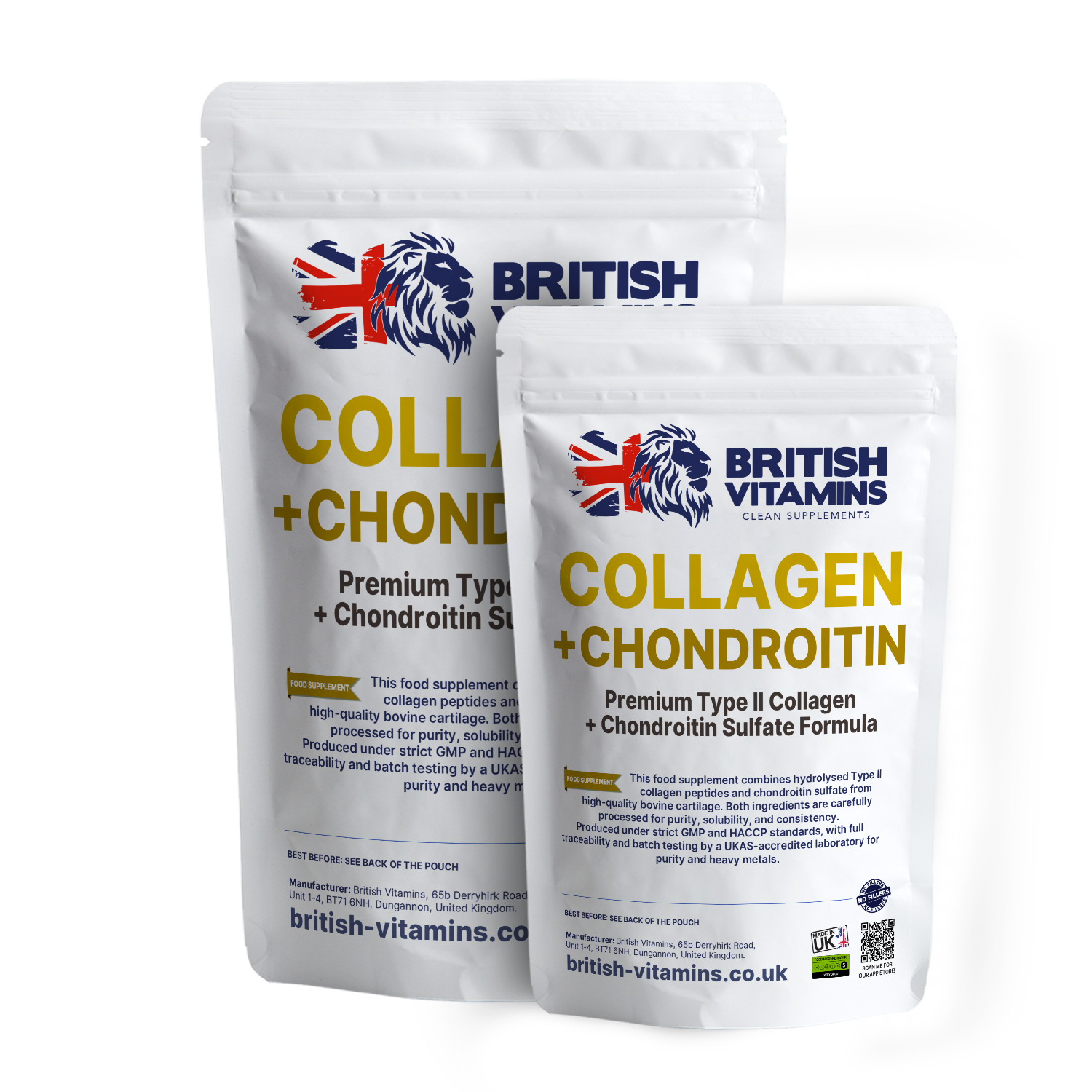 Collagen + Chondroitin (Type II) – Premium Formula Food Supplement British Vitamins