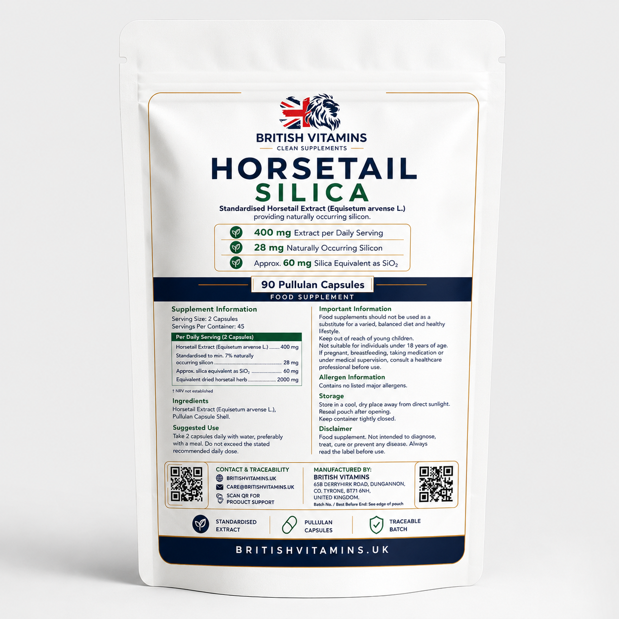 Horsetail Silica — 90 Pullulan Capsules