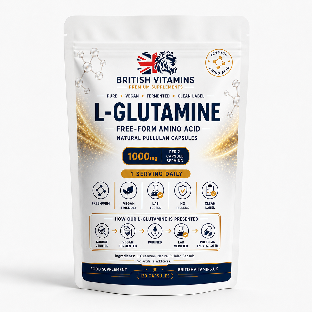 L-Glutamine 1000mg Free Form L Glutamine in Capsules