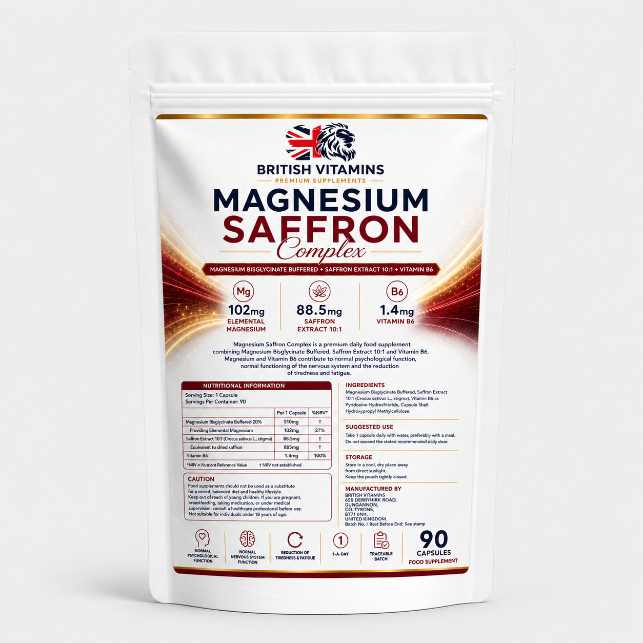 Magnesium Saffron Complex 90 Vegan Capsules