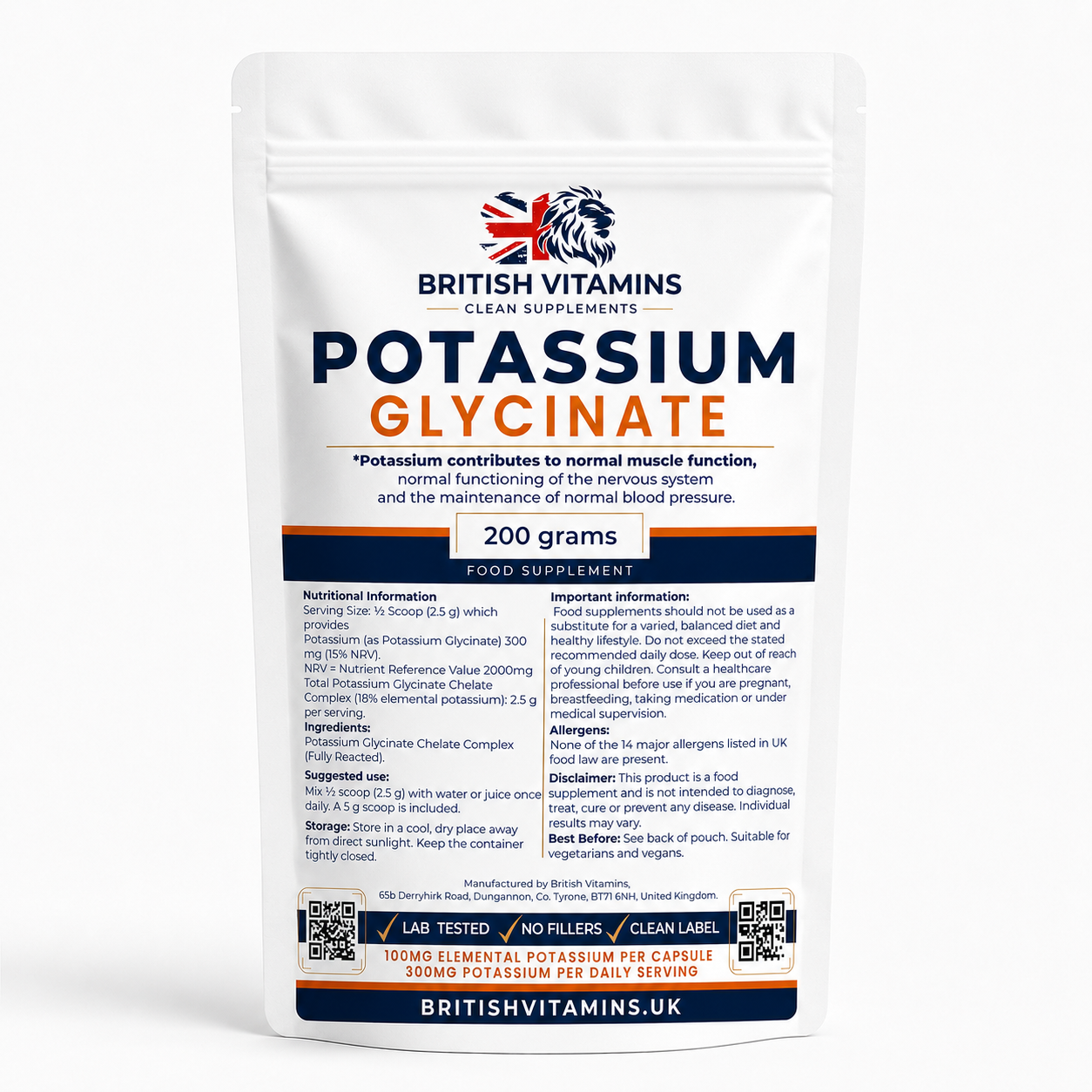 Potassium Glycinate Chelate Complex Powder 200g
