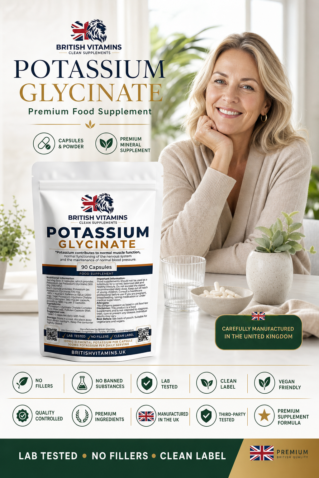 Potassium Glycinate Chelate Complex (Fully Reacted) – 100mg Elemental Potassium
