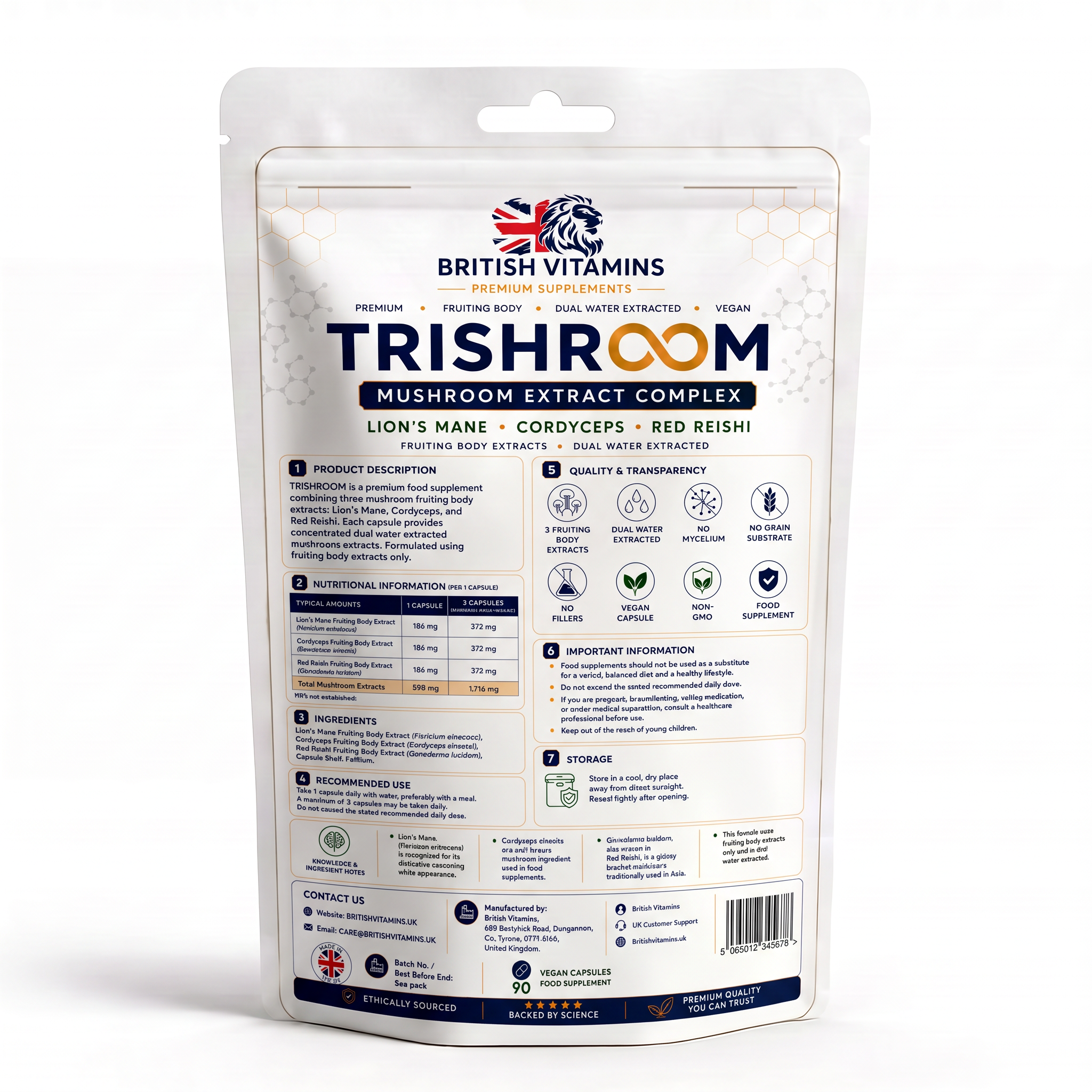 TRISHROOM Mushroom Complex – Lion’s Mane, Cordyceps & Red Reishi