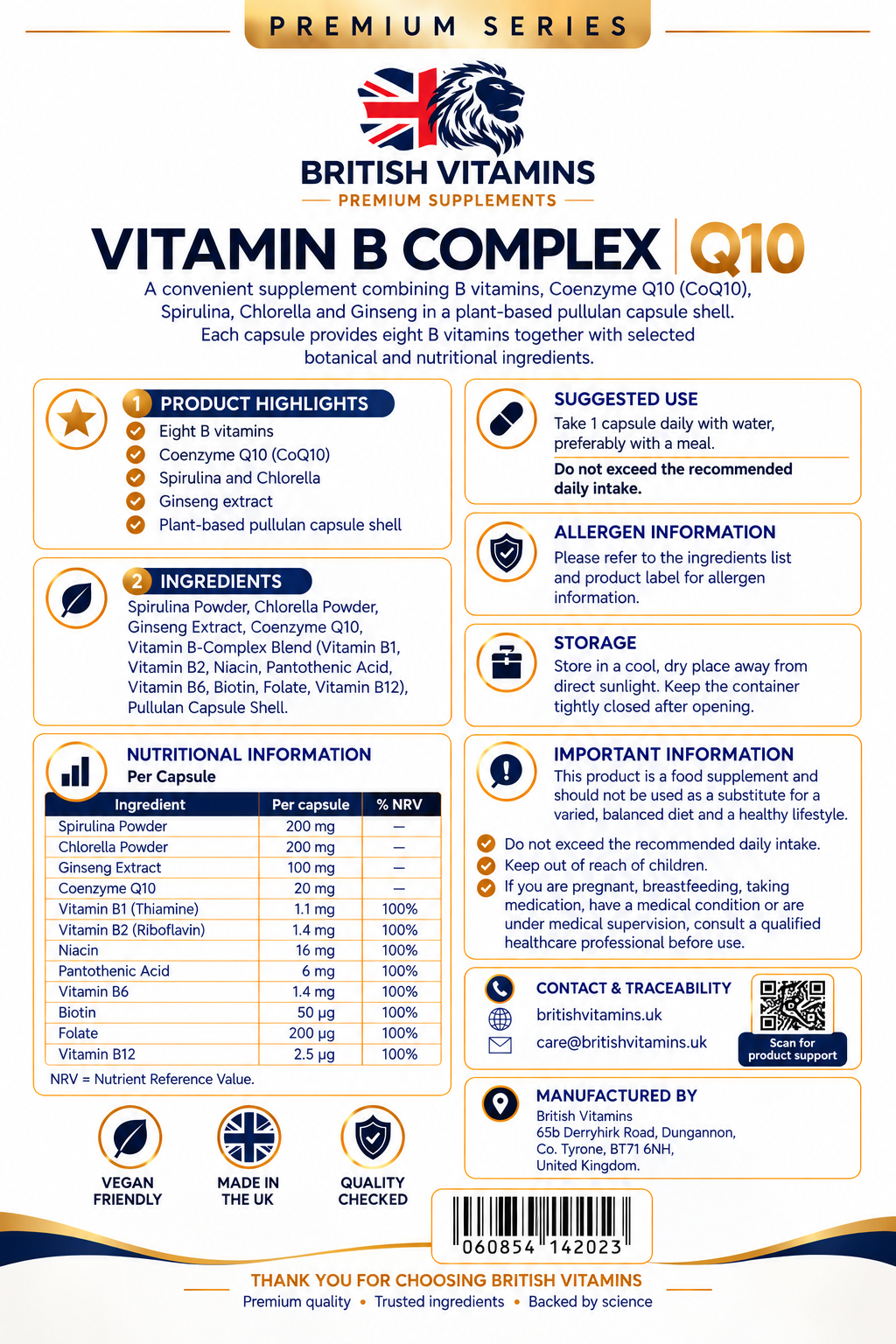 Vitamin B Complex with CoQ10, Spirulina, Chlorella & Ginseng