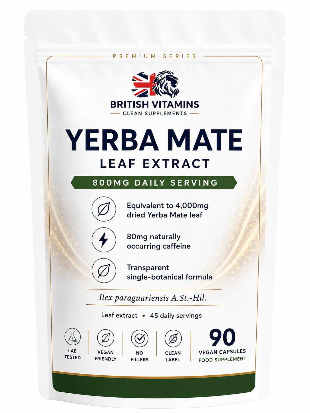 Yerba Mate Leaf Extract 800mg — 90 Vegan Capsules