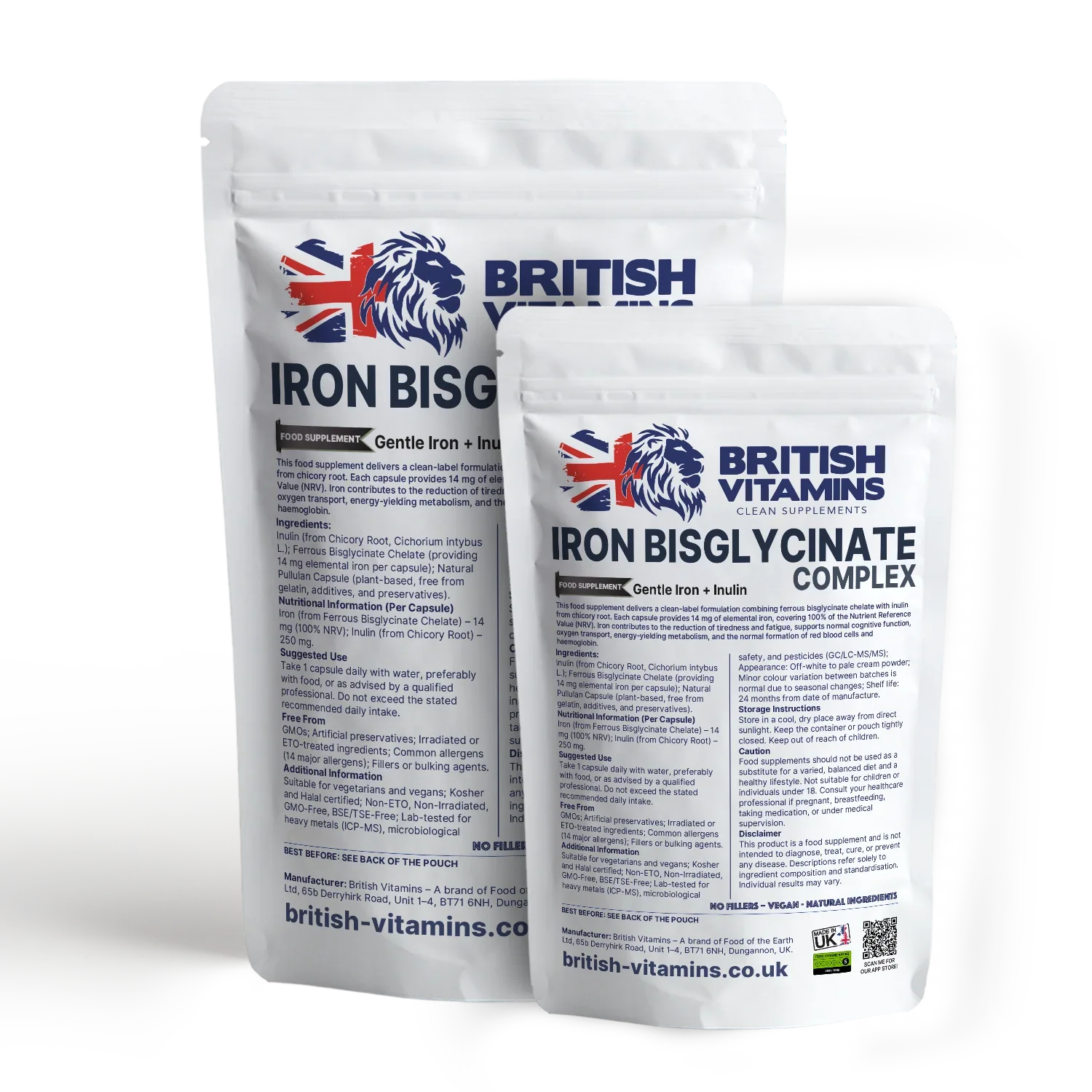Iron from Ferrous Bisglycinate Chelate 14 mg British Vitamins