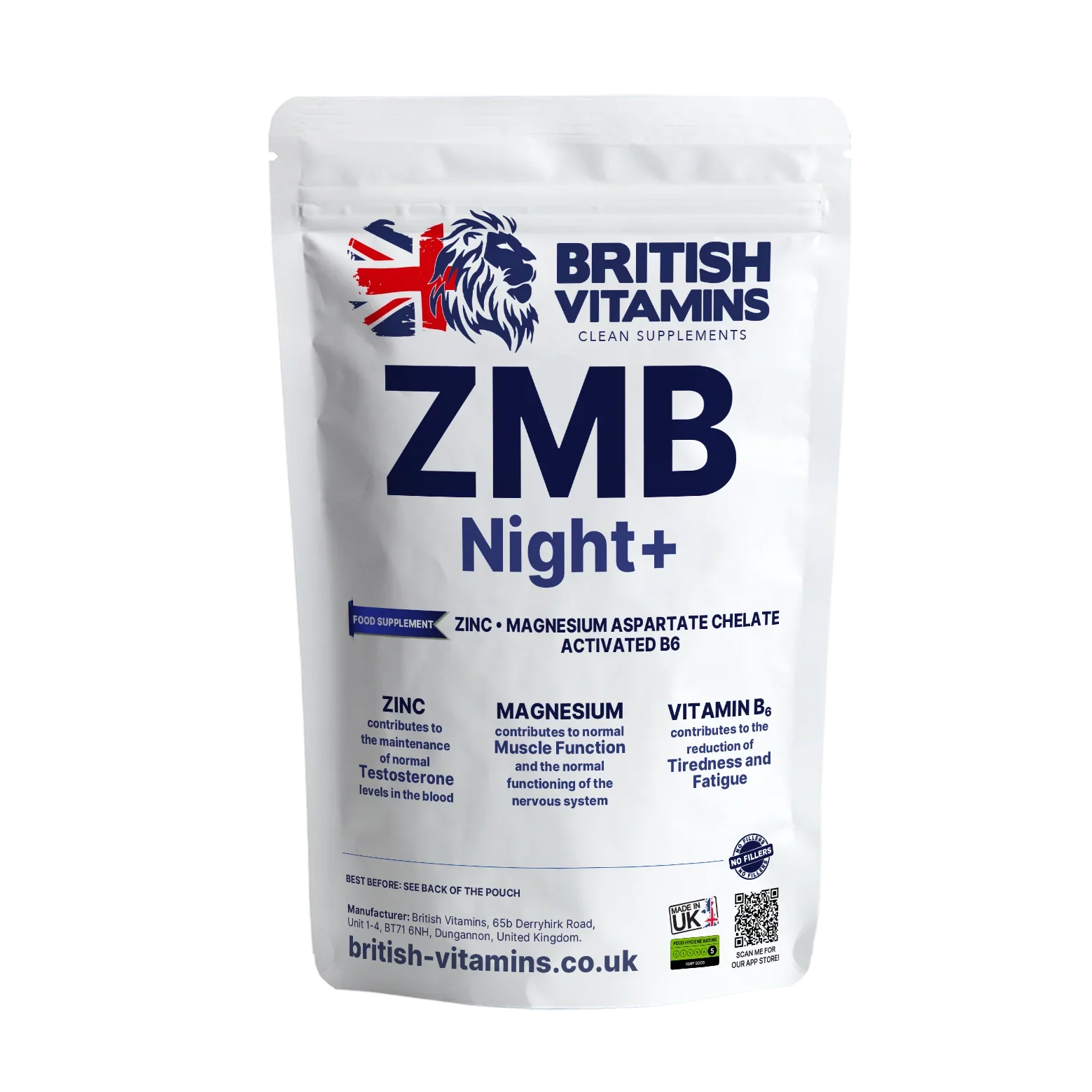 British Vitamins ZMB Night+ food supplement 90 capsules zinc magnesium vitamin B6
