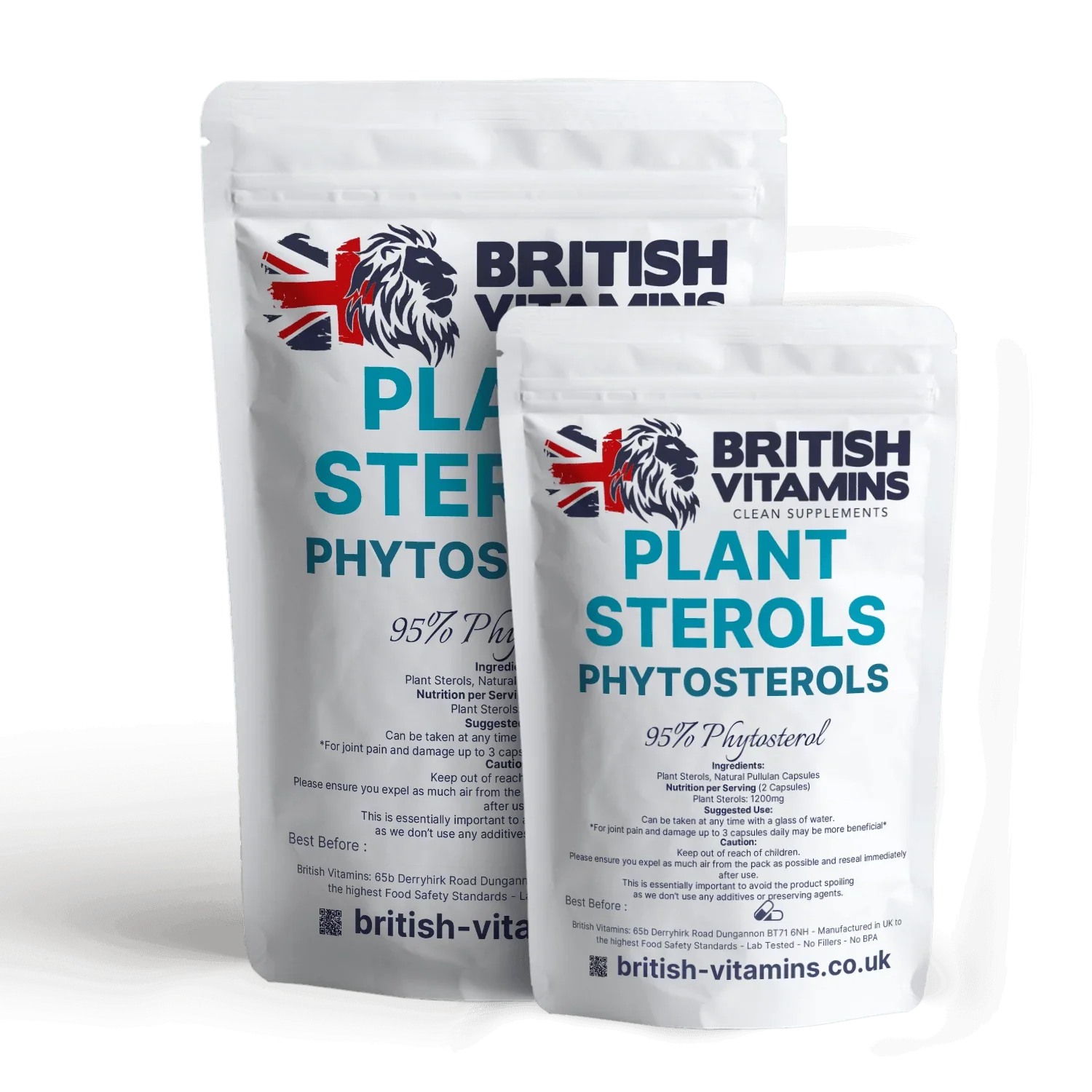 British Vitamins Plant Sterols Phytosterols vegan capsules food supplement pouches
