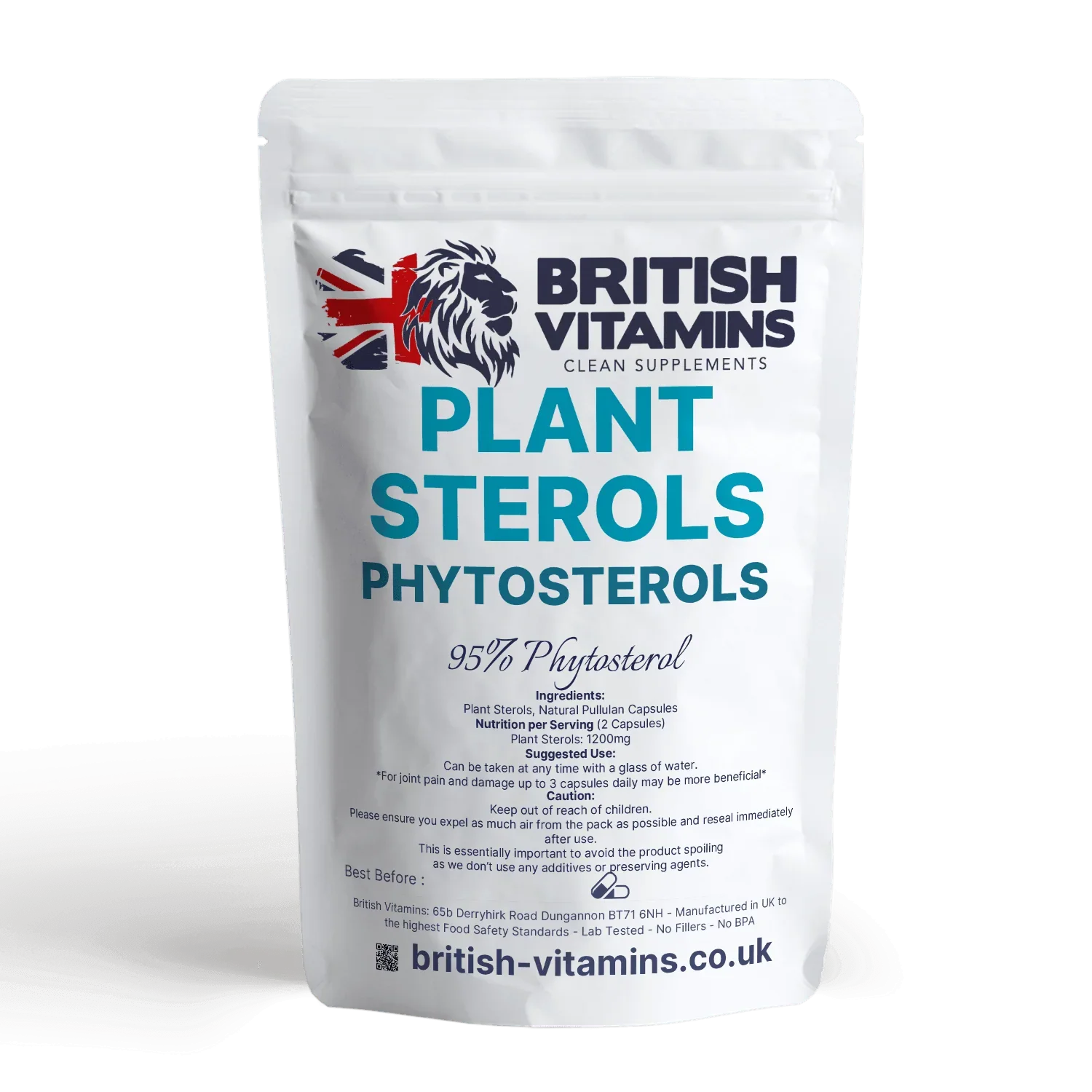 British Vitamins Plant Sterols Phytosterols vegan capsules food supplement pouch