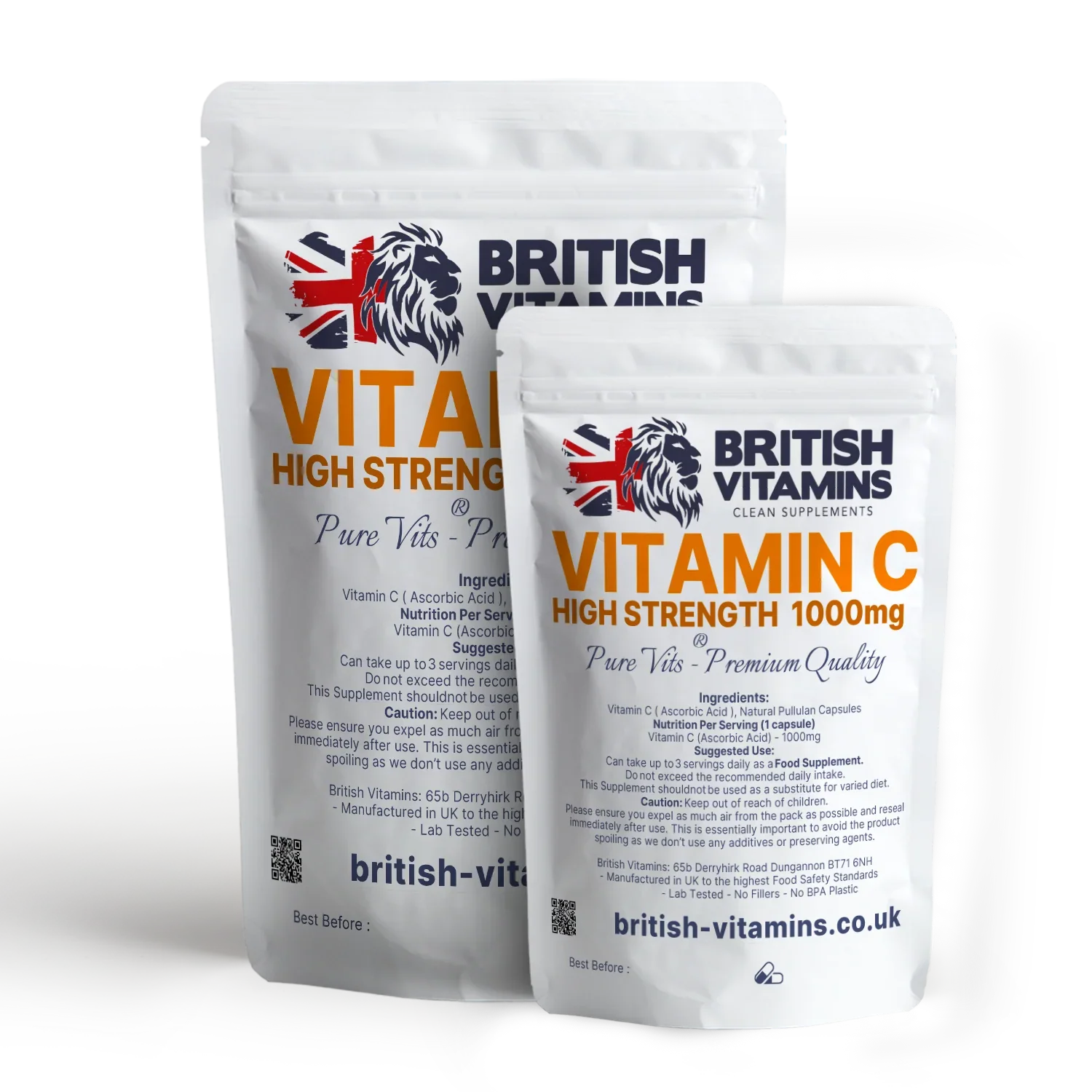 British Vitamins Vitamin C high strength 1000mg capsules food supplement packaging