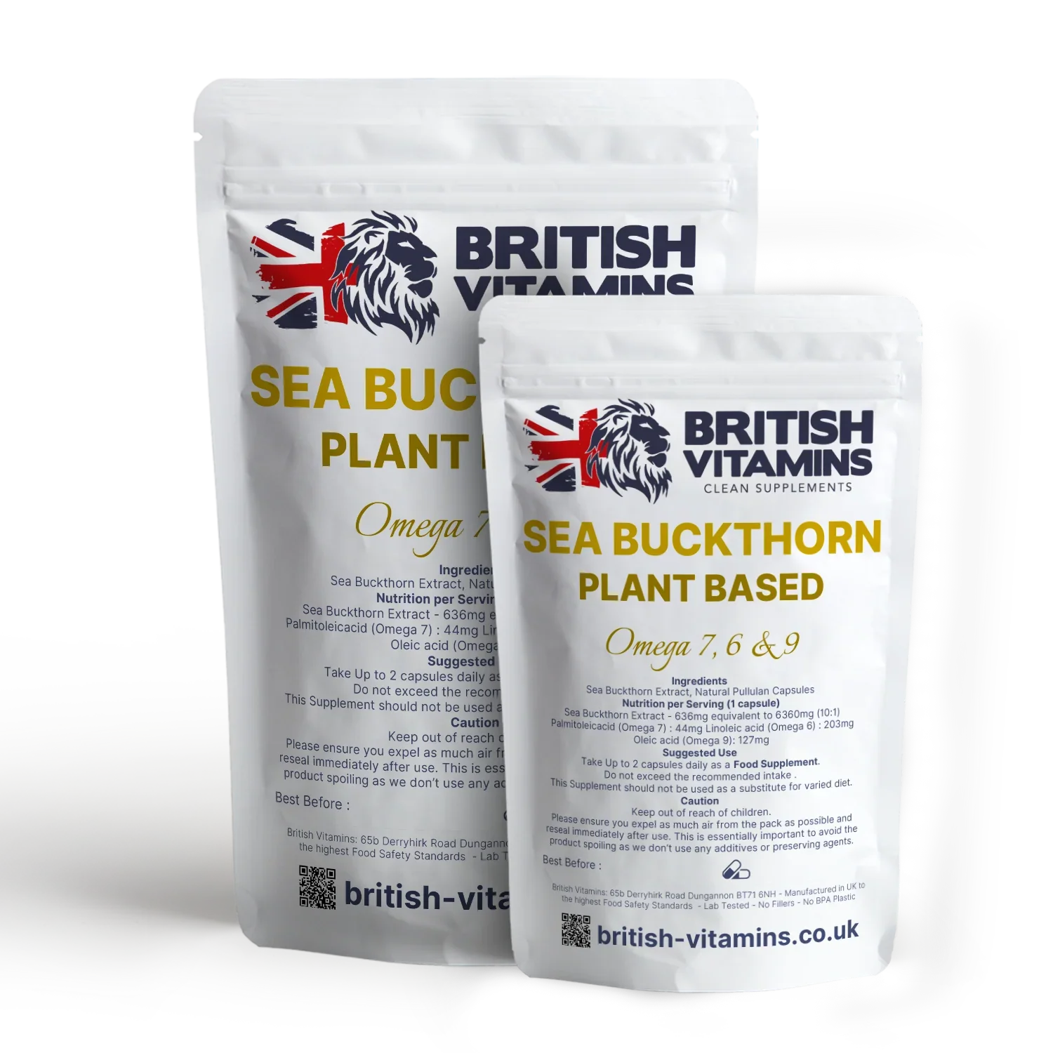 British Vitamins Sea Buckthorn Plant Based Omega 7 6 9 food supplement capsules