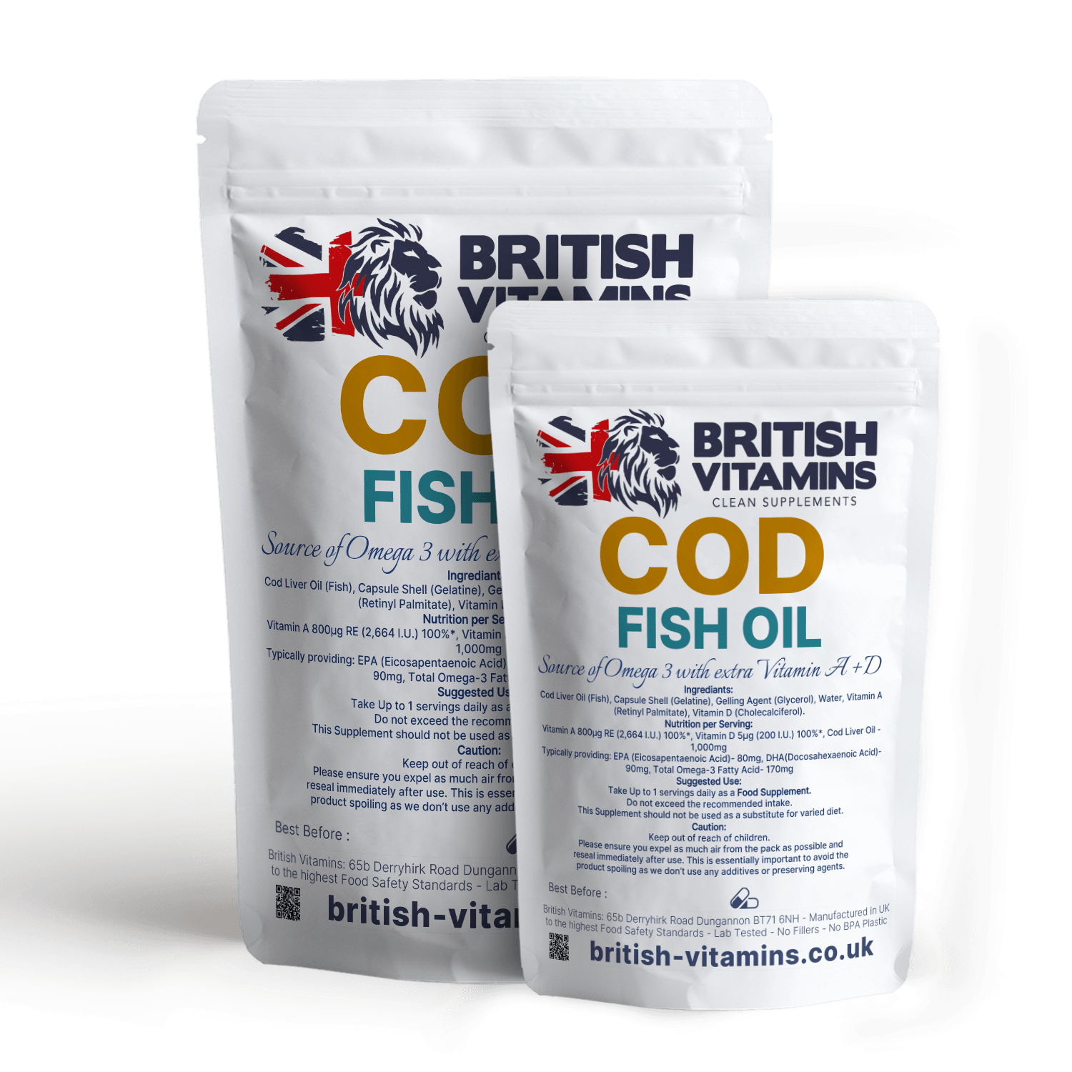 Cod Liver Oil (Fish) 1000mg Softgels Food Supplement British Vitamins