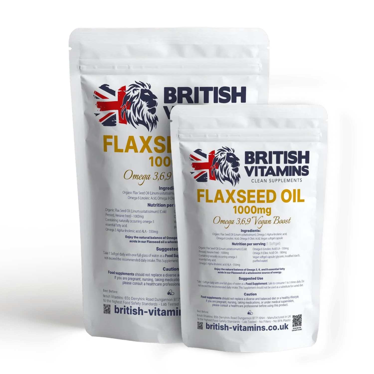 Flaxseed Oil 1000mg Omega 3, 6, 9 Food Supplement British Vitamins