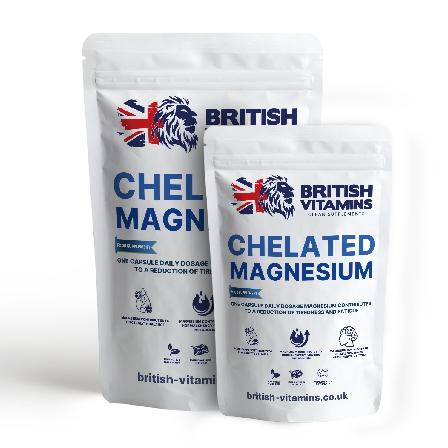 British Vitamins Chelated Magnesium food supplement capsules pouch from health and beauty supplements collection