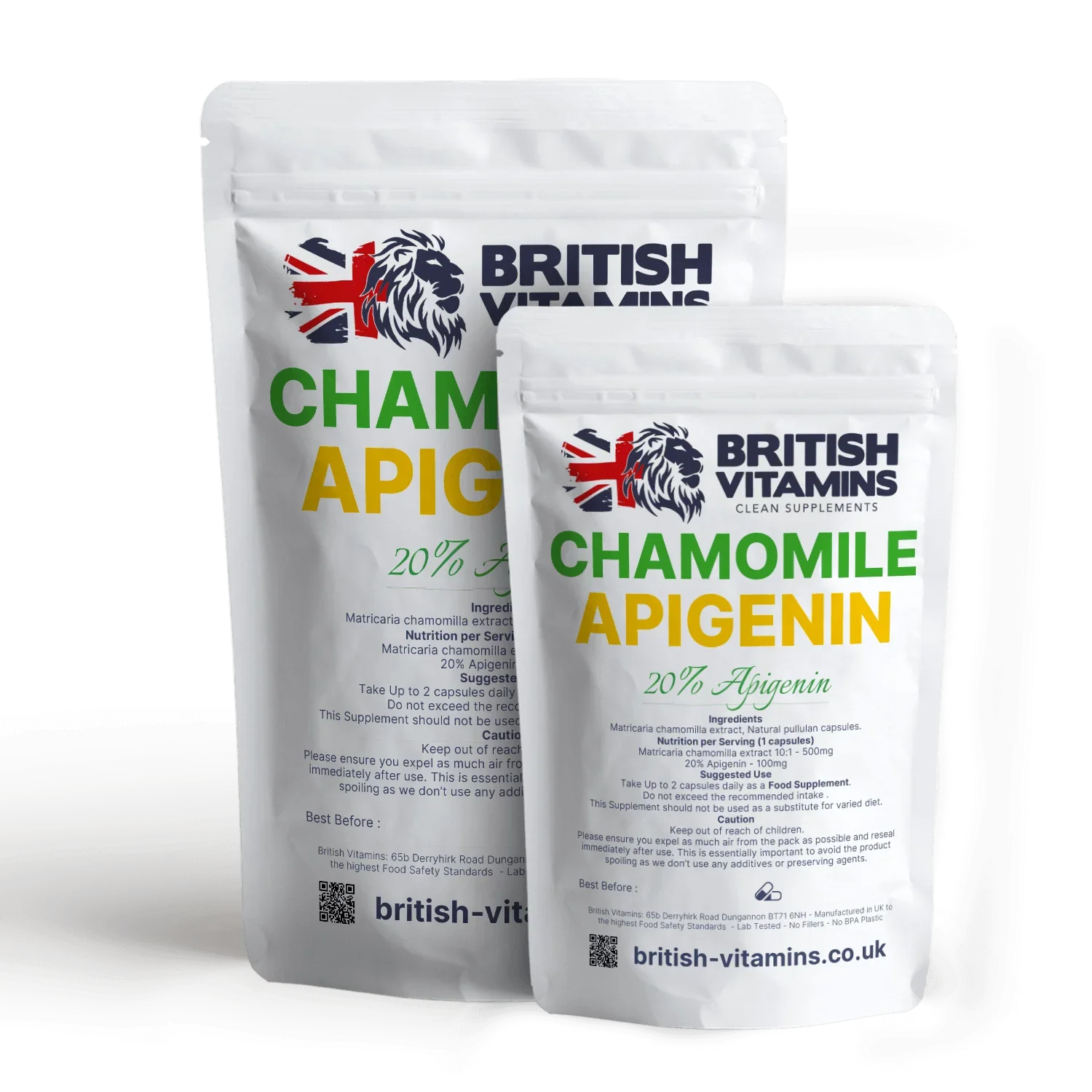 British Vitamins Chamomile Apigenin food supplement capsules, health and beauty vitamins collection