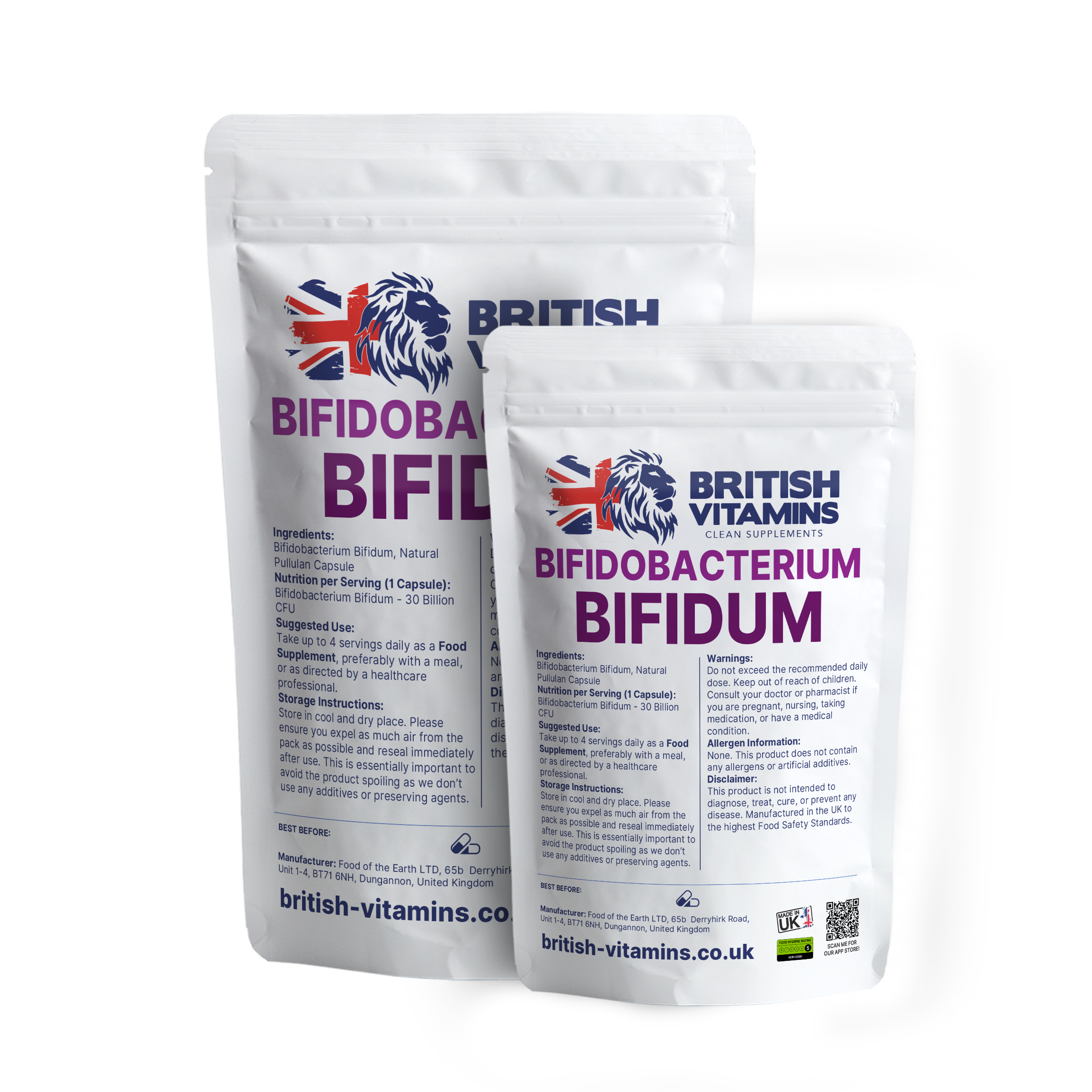 Bifidobacterium bifidum BB-06 – Live Cultures 30 Billion CFU | Clean-Label - BritishVitaminsuk
