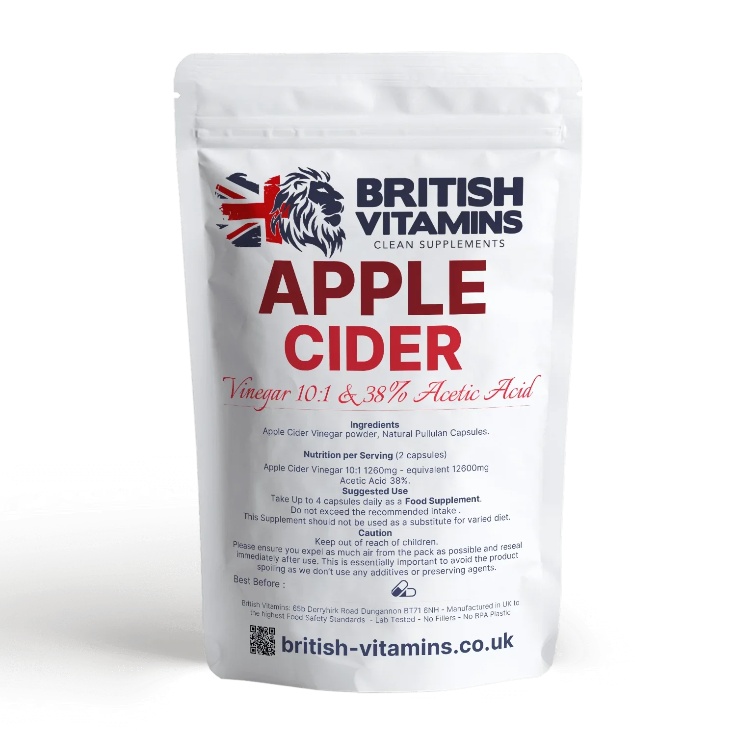 British Vitamins Apple Cider Vinegar Capsules food supplement from clean supplements collection