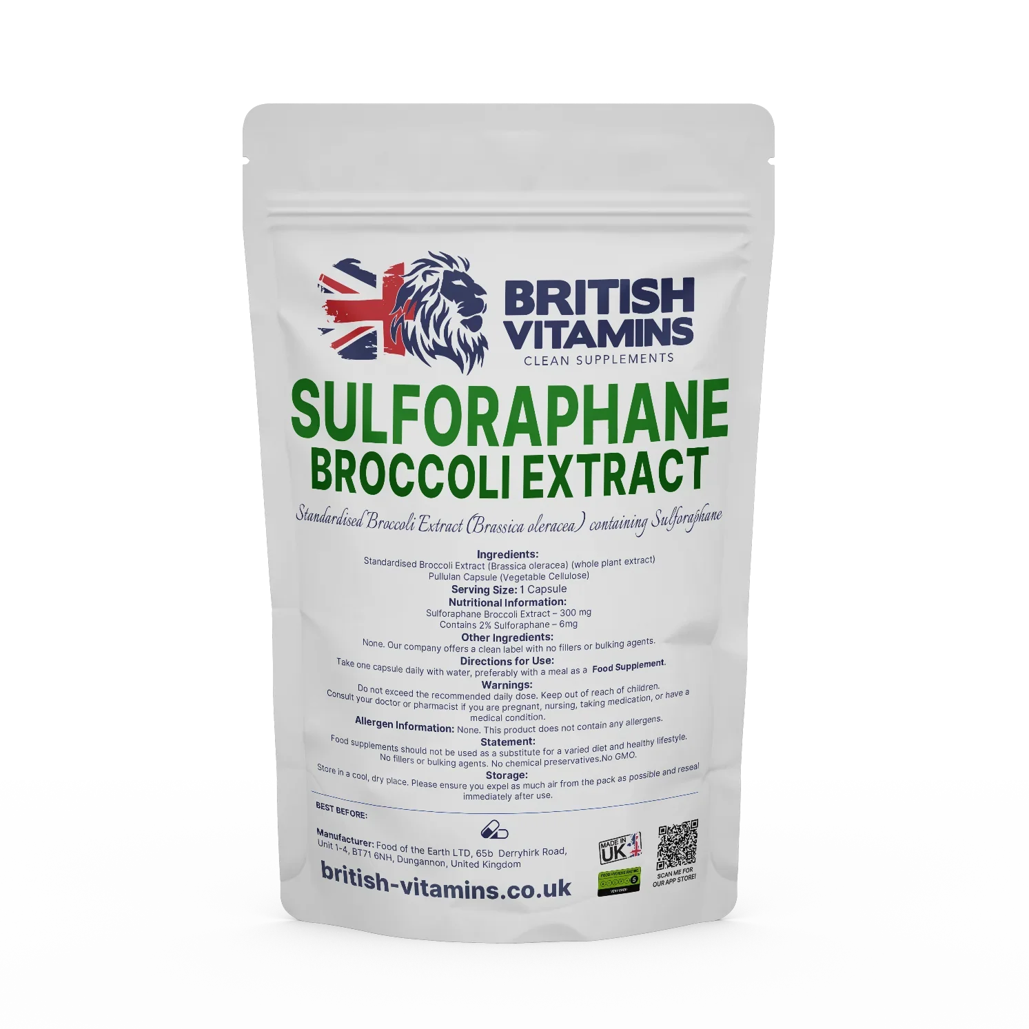 Broccoli Extract 300mg – Standardized Sulforaphane (Brassica oleracea) Health & Beauty:Vitamins & Lifestyle Supplements:Vitamins & Minerals British Vitamins 5 Capsules (Sample)