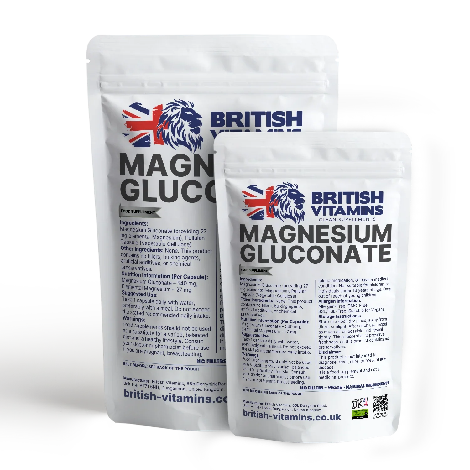 Magnesium Gluconate – Vegan Capsules | Additive-Free Health & Beauty:Vitamins & Lifestyle Supplements:Vitamins & Minerals British Vitamins