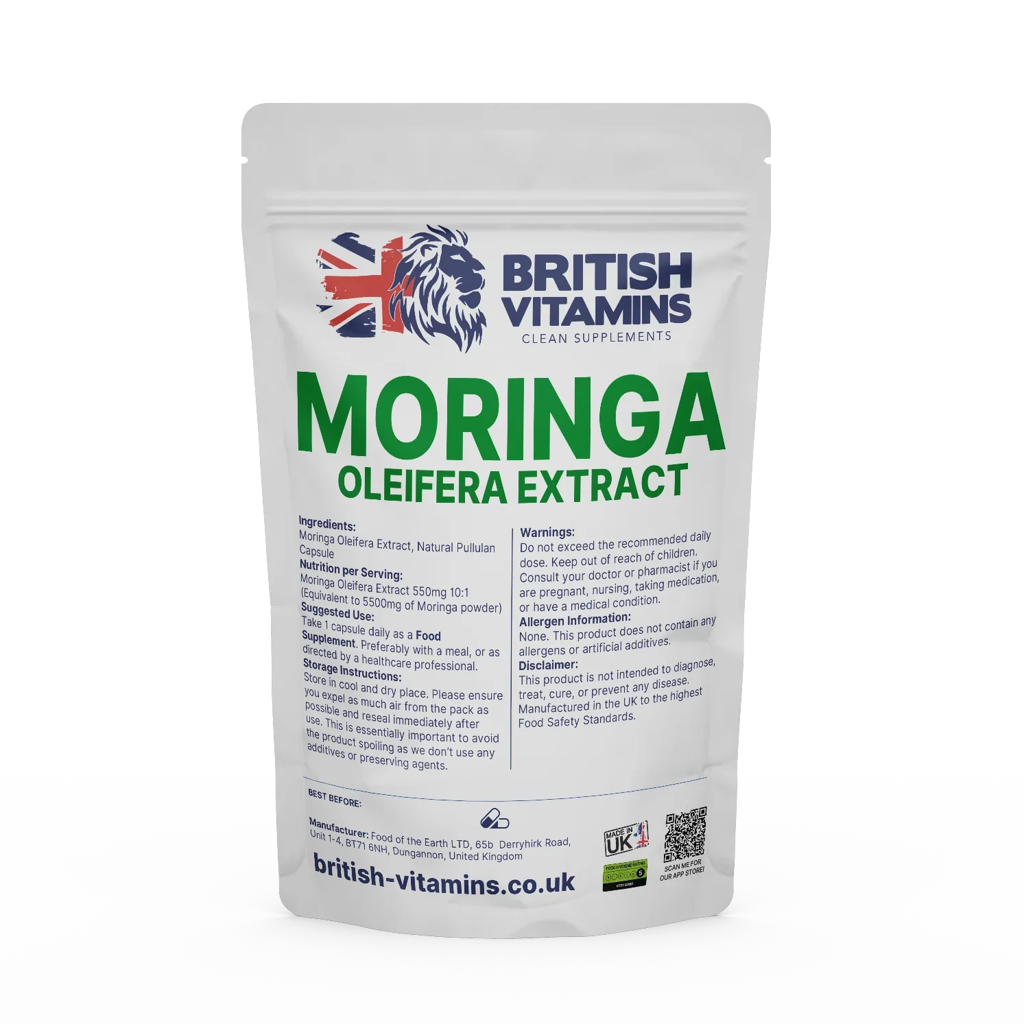 Moringa Olifera Leaf Extract 550mg Health & Beauty:Vitamins & Lifestyle Supplements:Vitamins & Minerals British Vitamins 5 Capsules ( Sample )