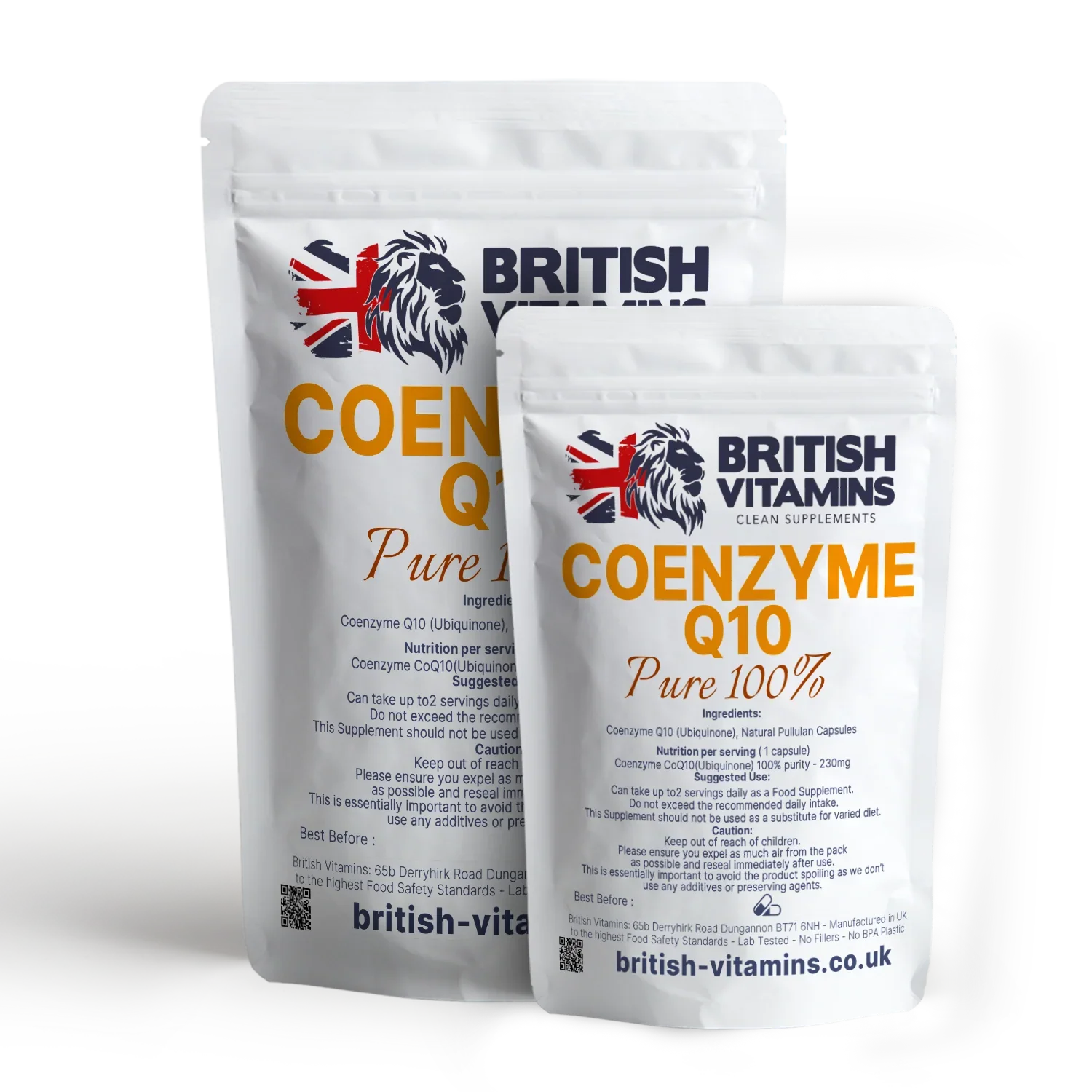 British Vitamins Coenzyme Q10 Pure 100% food supplement from clean supplements collection