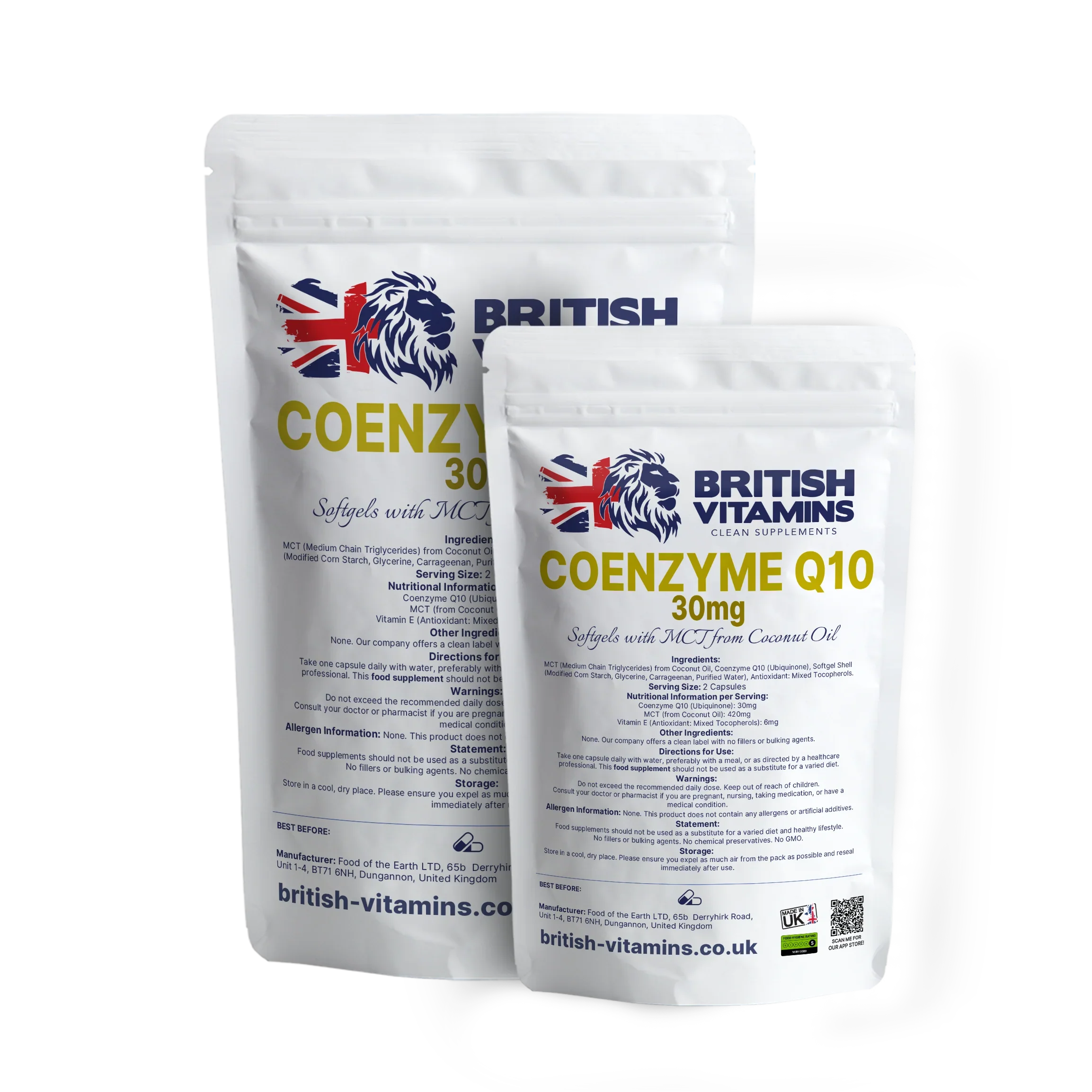 British Vitamins Coenzyme Q10 30mg softgels, health and beauty supplements food supplement pack