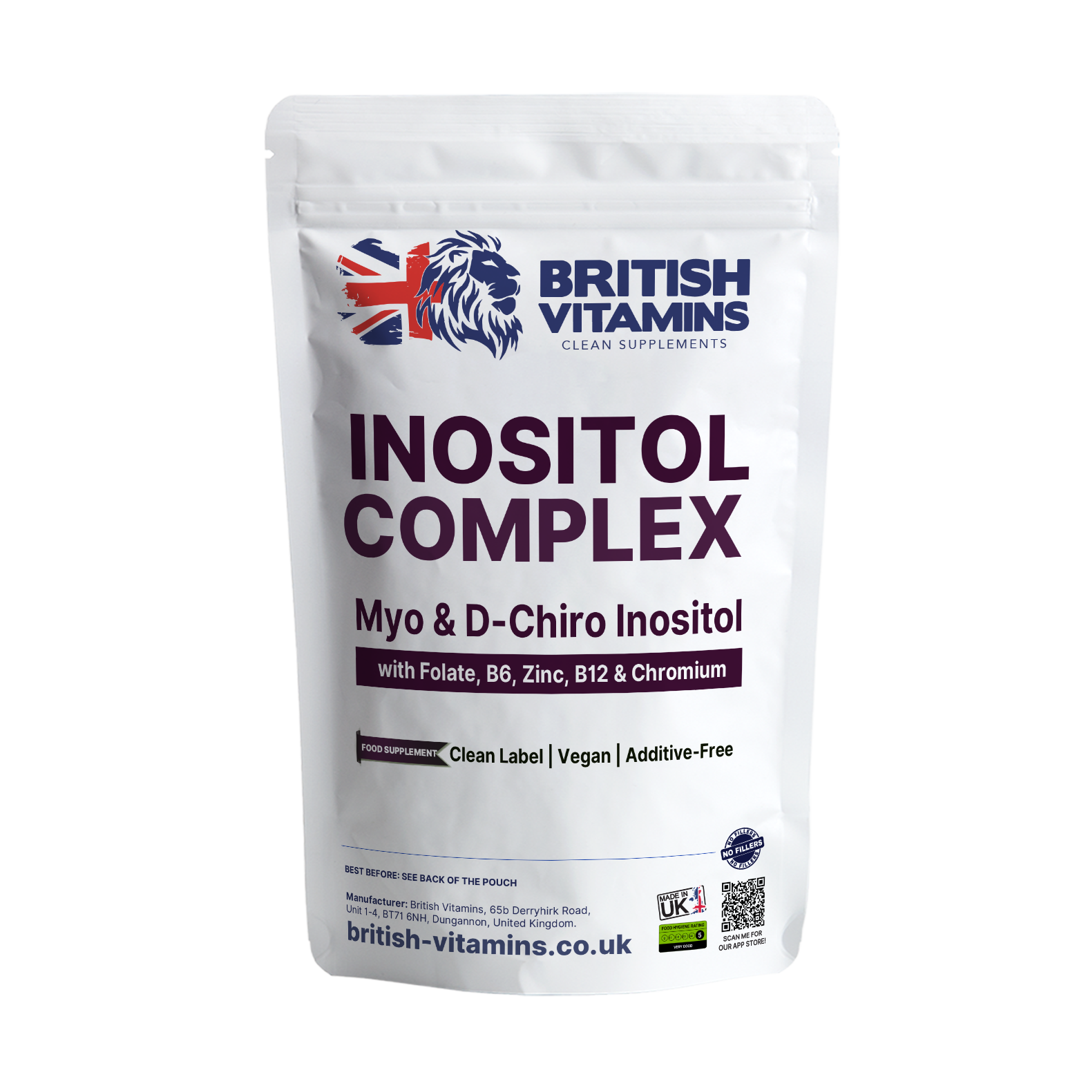 British Vitamins Inositol Complex food supplement with Myo & D-Chiro Inositol, vitamins, minerals, vegan capsules