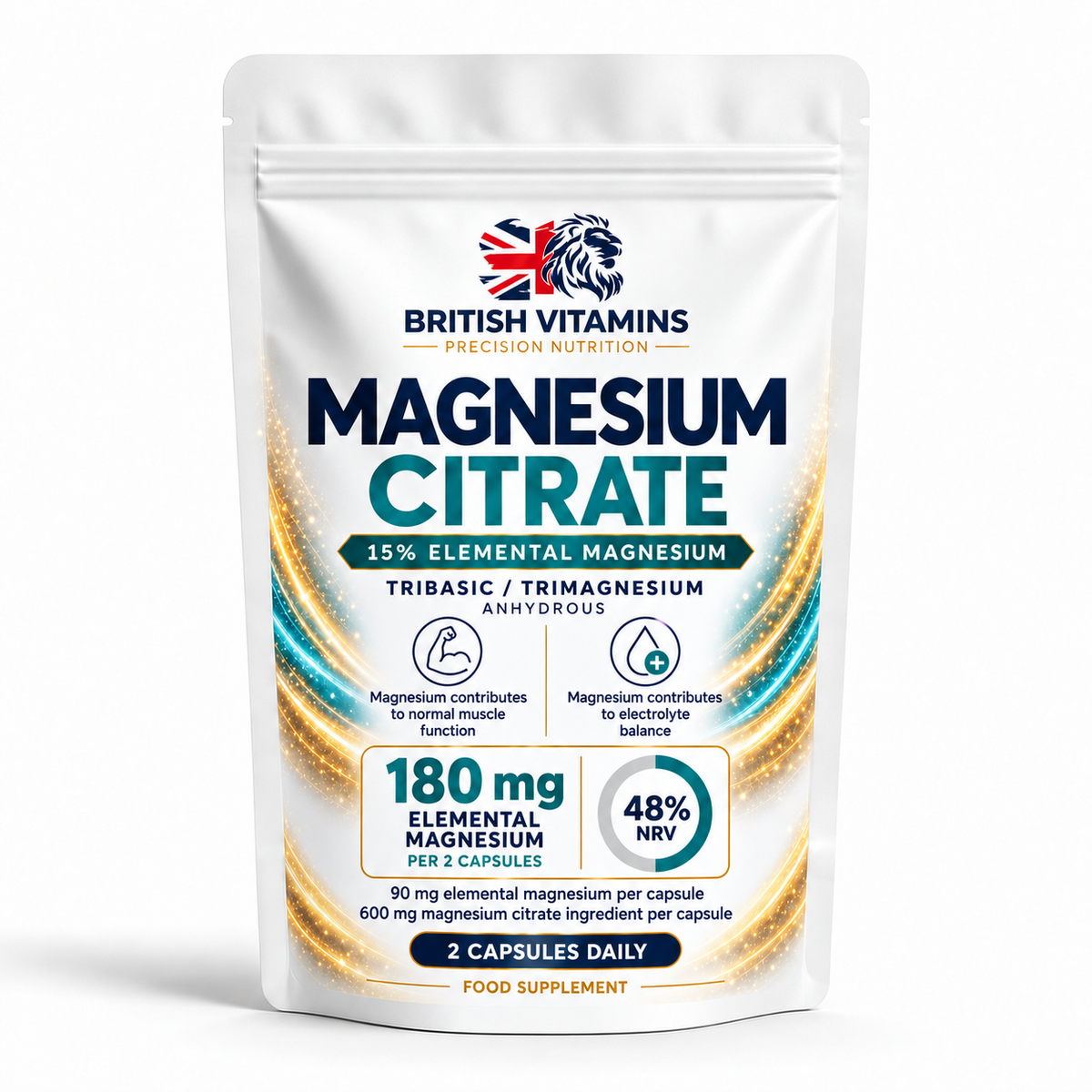British Vitamins Magnesium Citrate 15% – universal front pouch