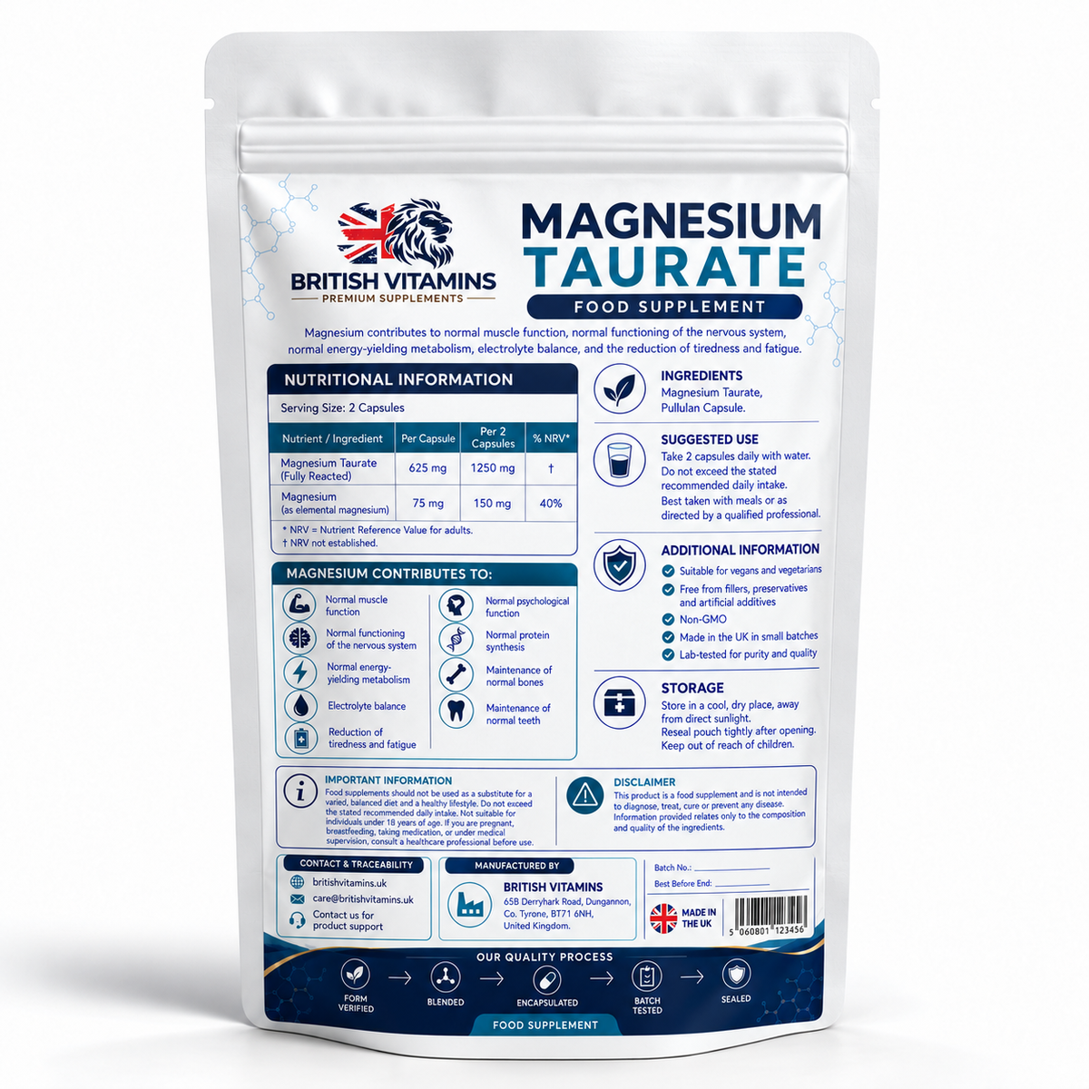 British Vitamins Magnesium Taurate – back mockup – corrected NRV and logo