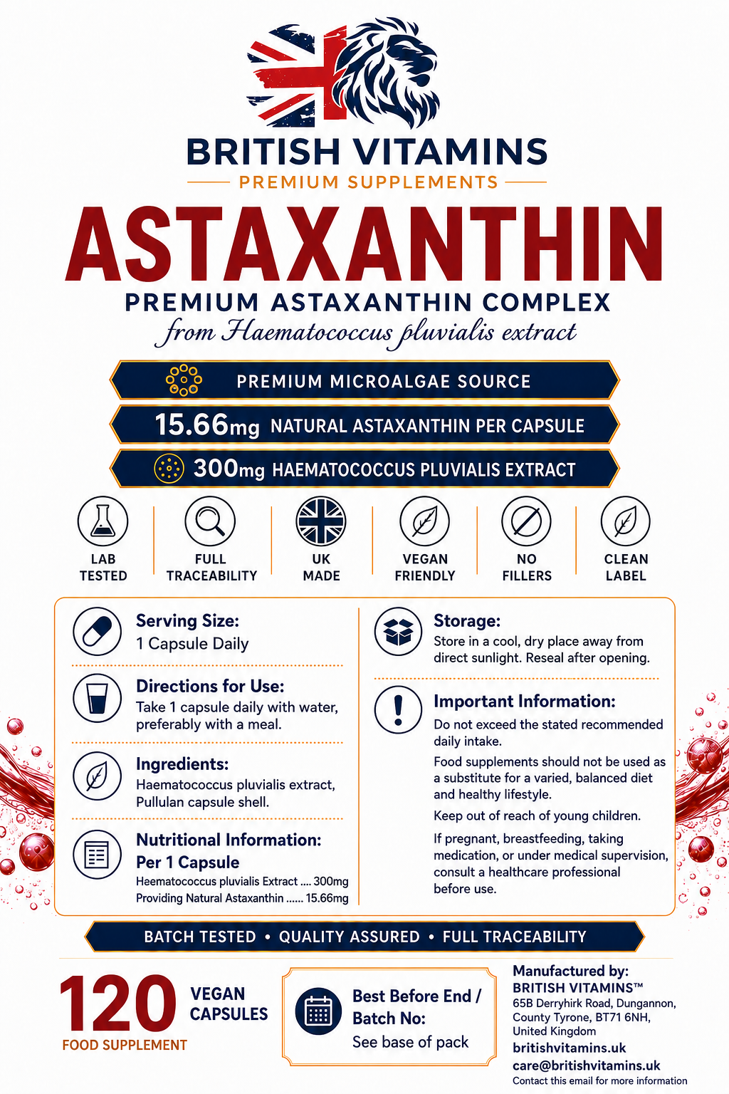 Astaxanthin from Haematococcus pluvialis extract