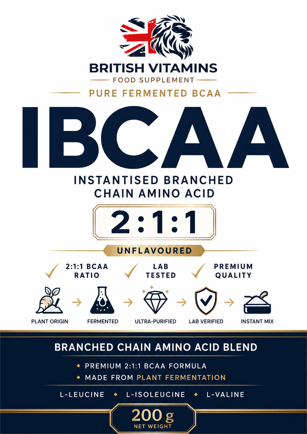 BCAA 2:1:1 Unflavoured Powder 200g