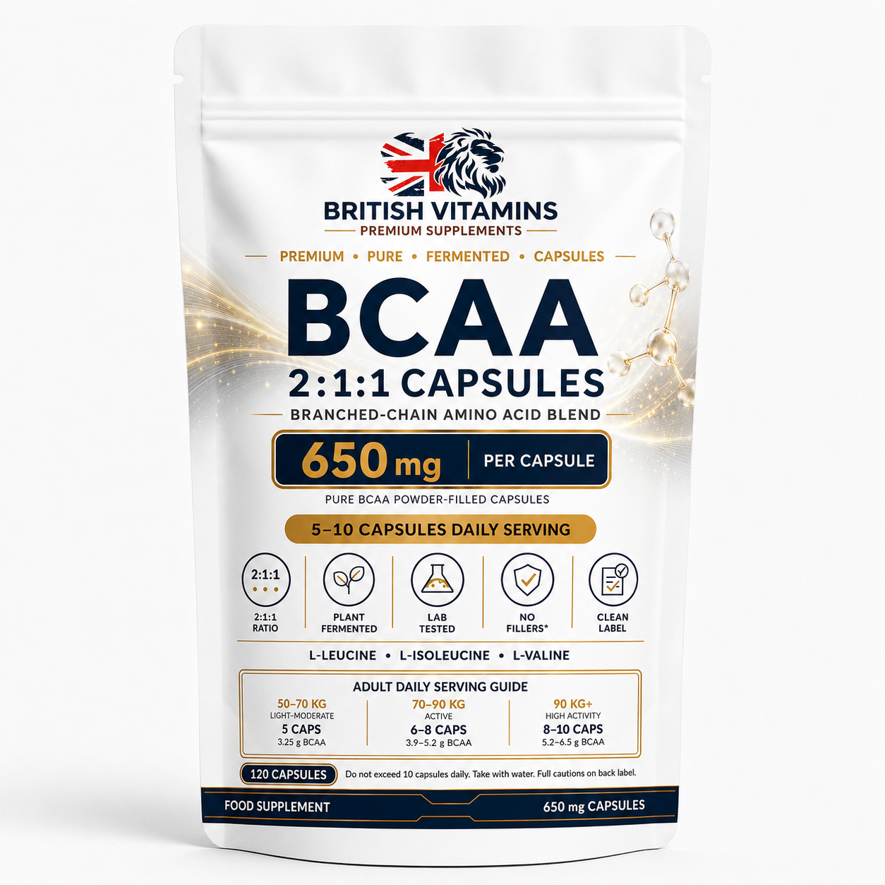 BCAA 2:1:1 Vegan Capsules 650mg | British Vitamins