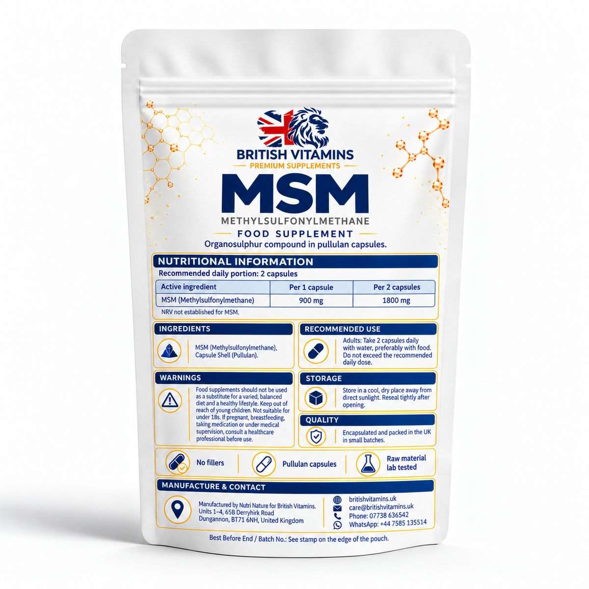 MSM 900mg msm Vegan Capsules
