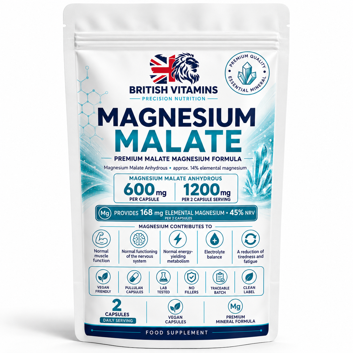 Magnesium Malate 600 mg – universal front pouch