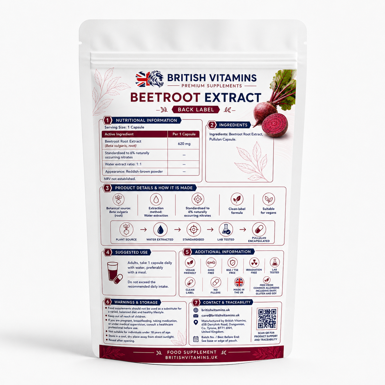 Beetroot Clean 620mg Natural Vegan Capsules