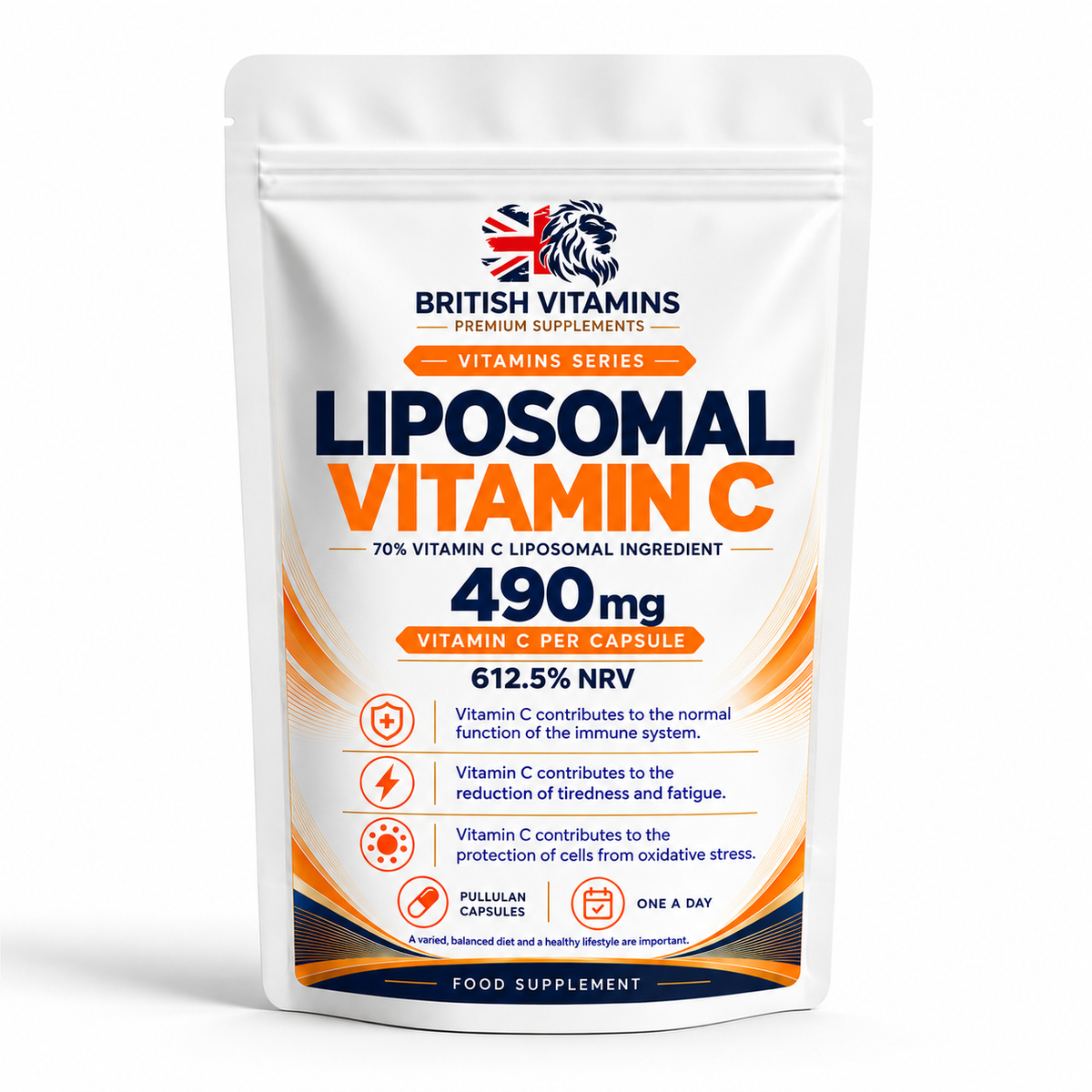 British Vitamins Liposomal Vitamin C – front pouch on white background