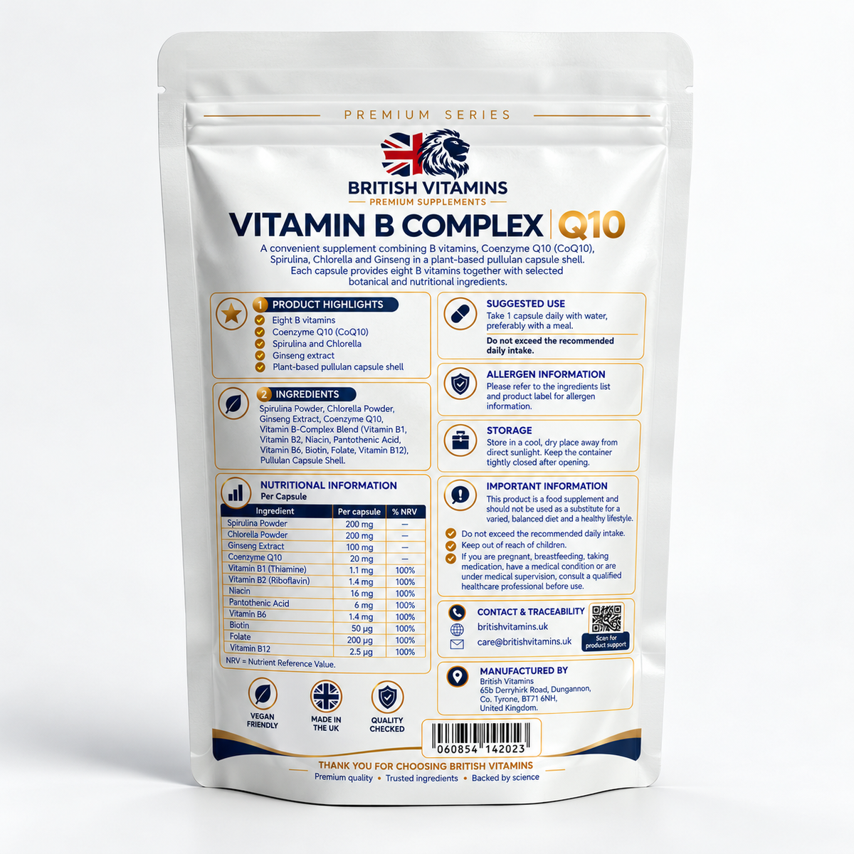 Vitamin B Complex with CoQ10, Spirulina, Chlorella & Ginseng