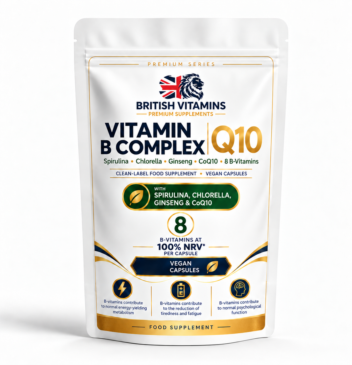 Vitamin B Complex with CoQ10, Spirulina, Chlorella & Ginseng