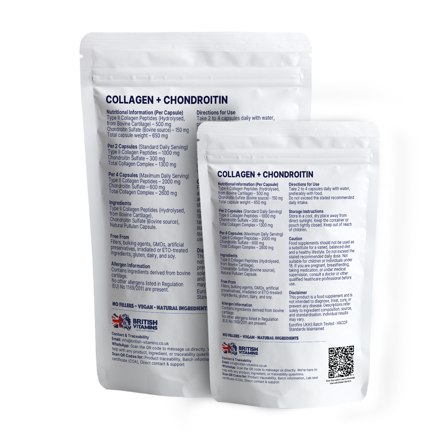 Collagen + Chondroitin (Type II) – Premium Formula Food Supplement British Vitamins