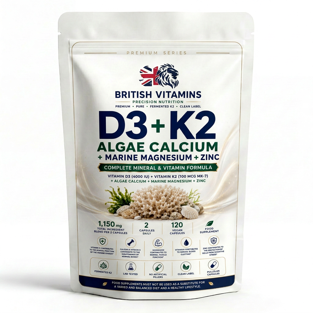 Vitamin D3 4000 IU + K2 MK-7 with Red Algae Calcium, Marine Magnesium & Zinc