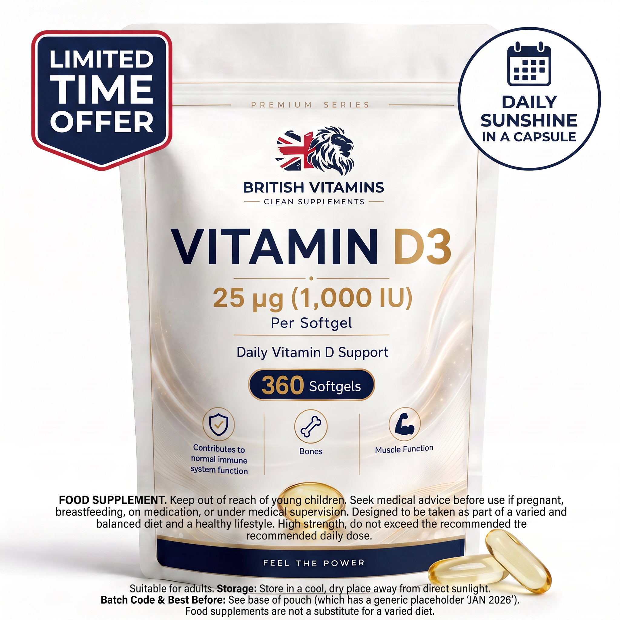 Vitamin D3 1000iu Softgels Buy 1 get 1 Free