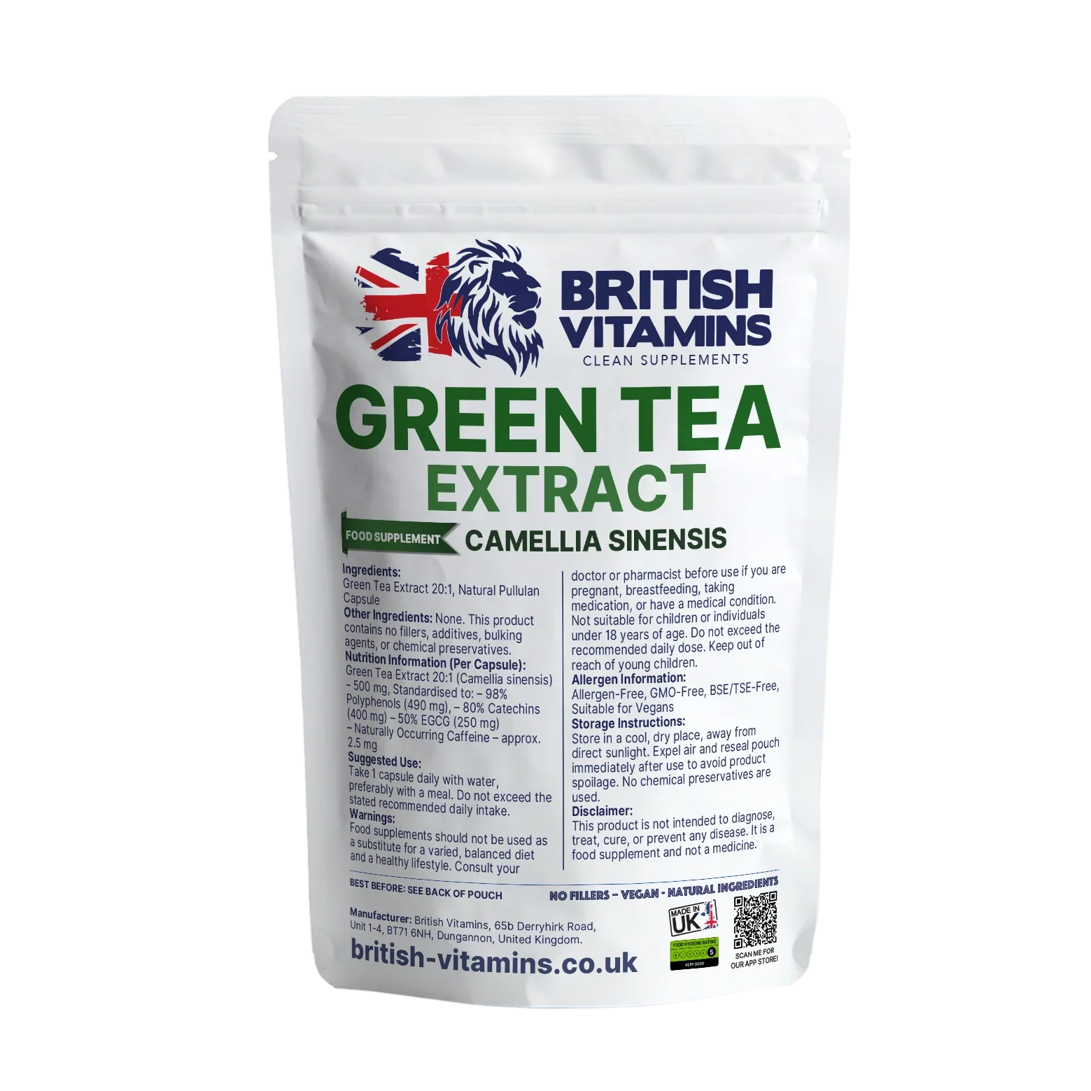 Green Tea Extract 500mg Safe dose in Vegan Capsules Health & Beauty:Vitamins & Lifestyle Supplements:Vitamins & Minerals British Vitamins 5 Capsules ( Sample )
