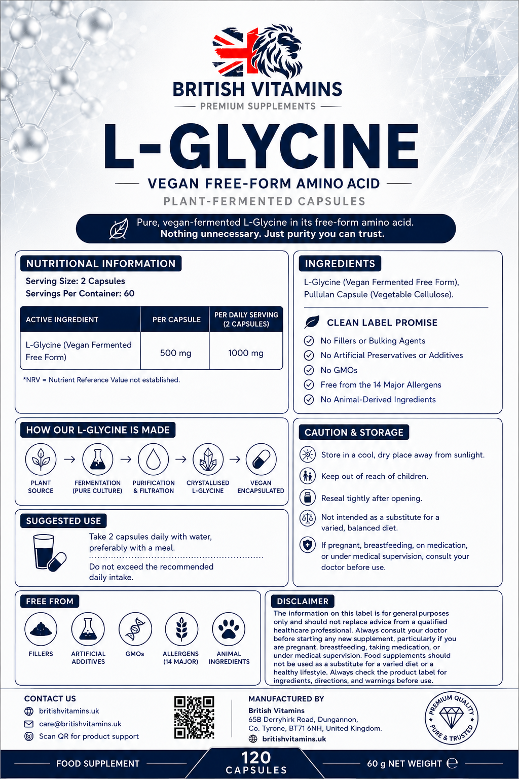 L-Glycine 500mg per Capsule
