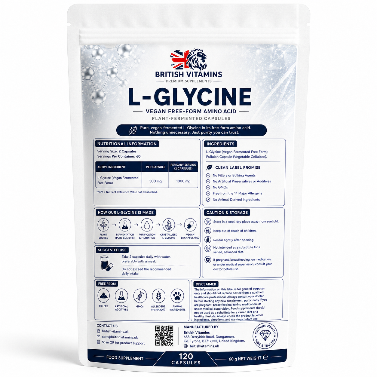 L-Glycine 500mg per Capsule